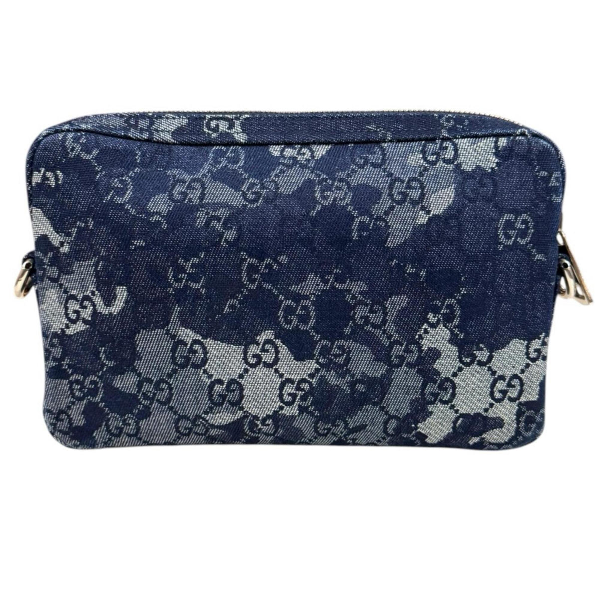 Gucci Navy Denim Leather Shoulder Bag (Pre-Owned)