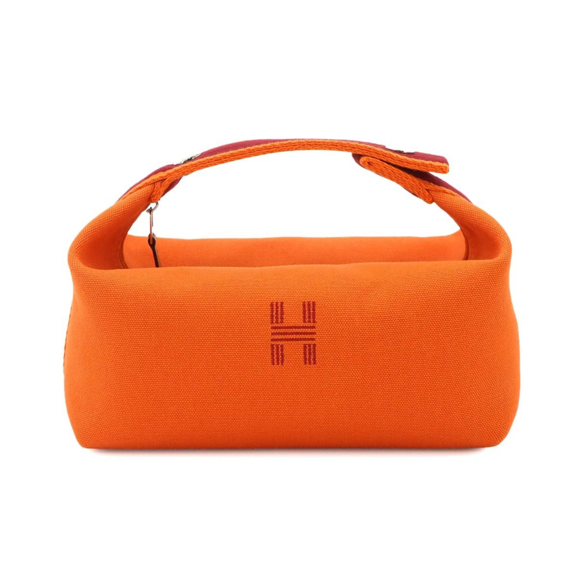 Hermes Feu Orange Rouge H Toile H Handbag Pouch (Pre-Owned)