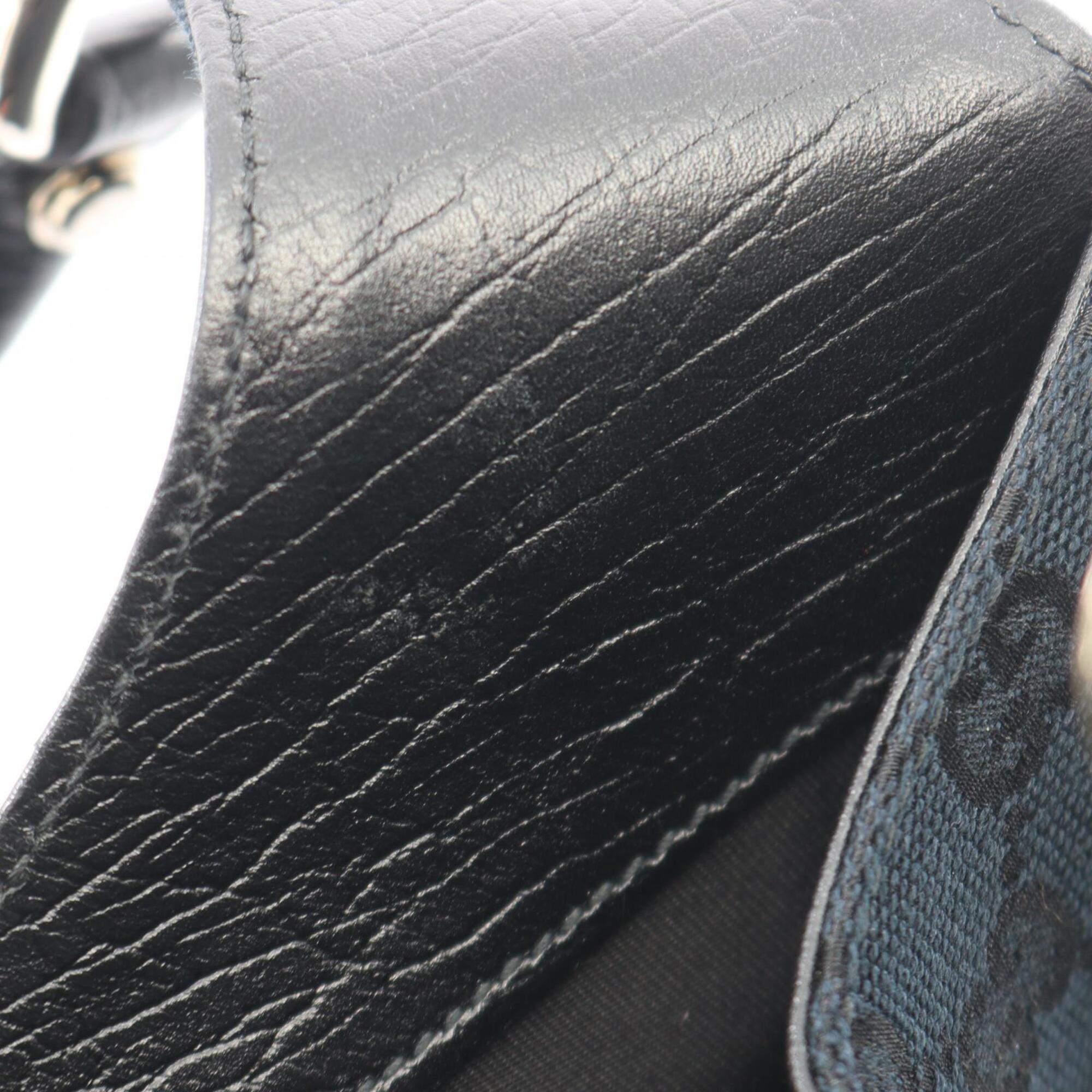 Gucci Black Multi-Color Canvas Leather Handbag (Pre-Owned)