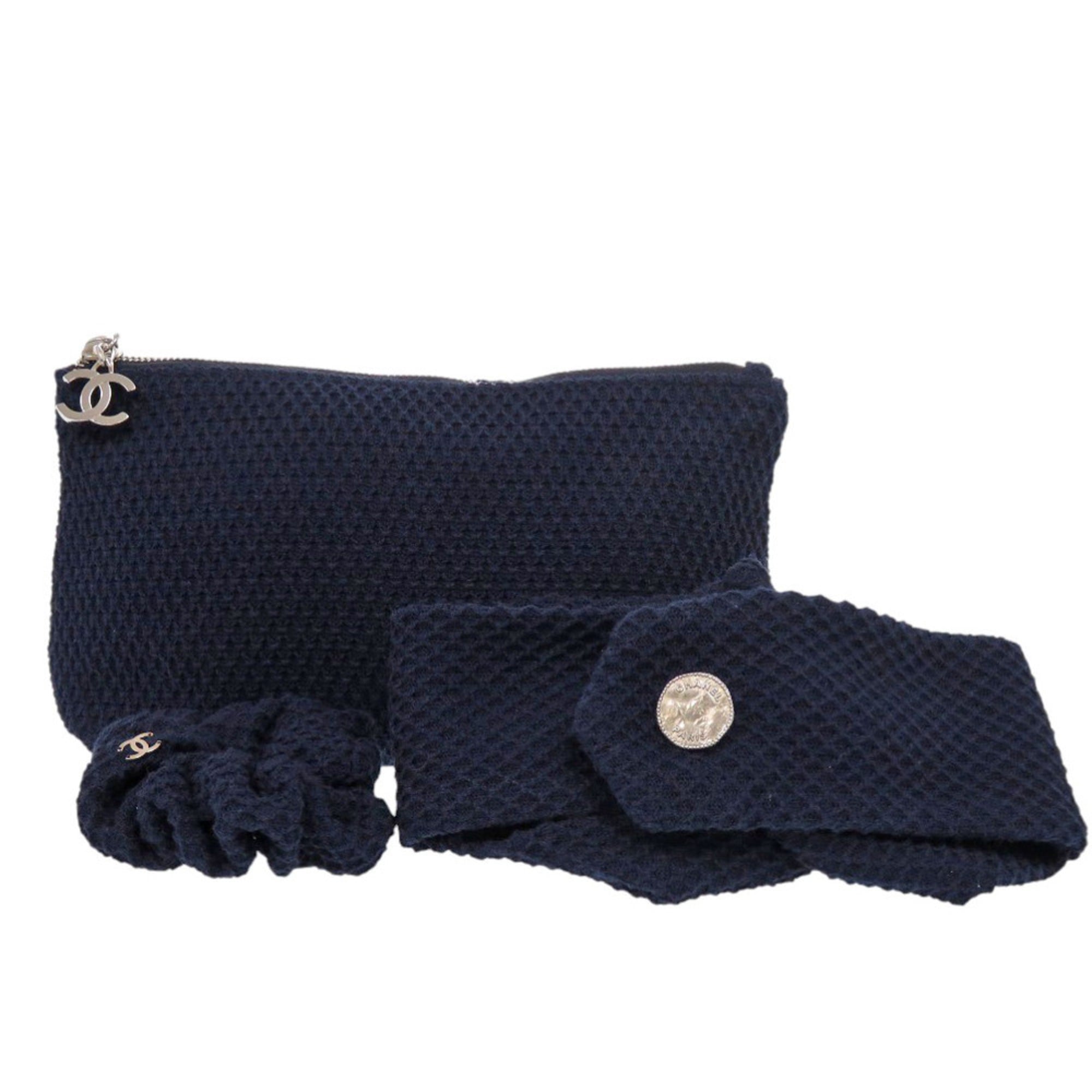 Chanel Navy Cotton Pouch (Pre-Owned)