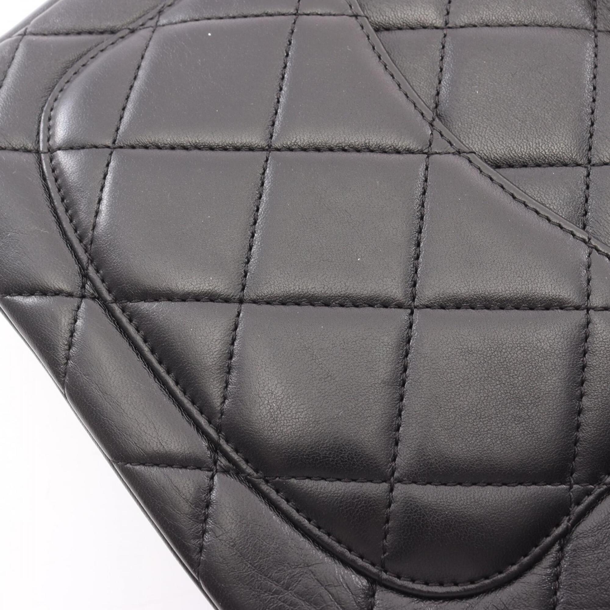 Chanel Enamel Black Leather Handbag Shoulder Bag (Pre-Owned)