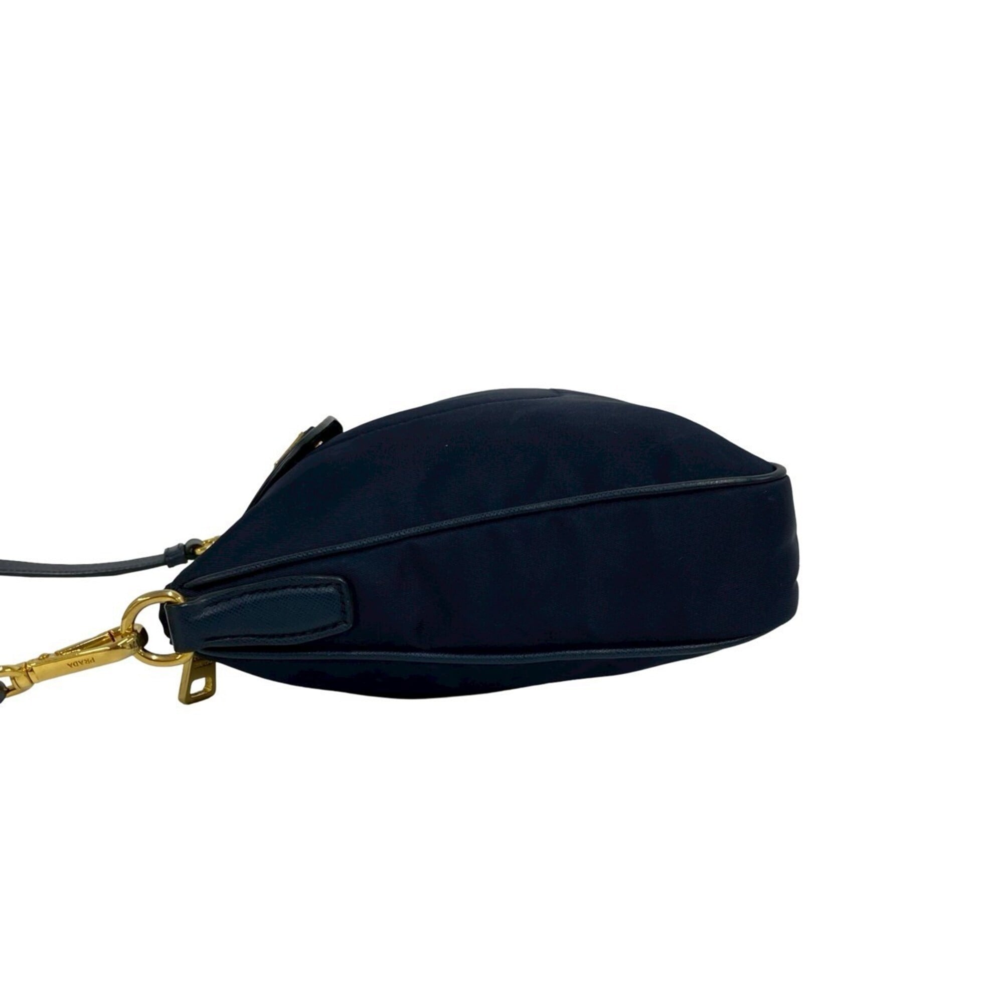 Prada Navy Nylon Leather Pochette Shoulder Bag (Pre-Owned)