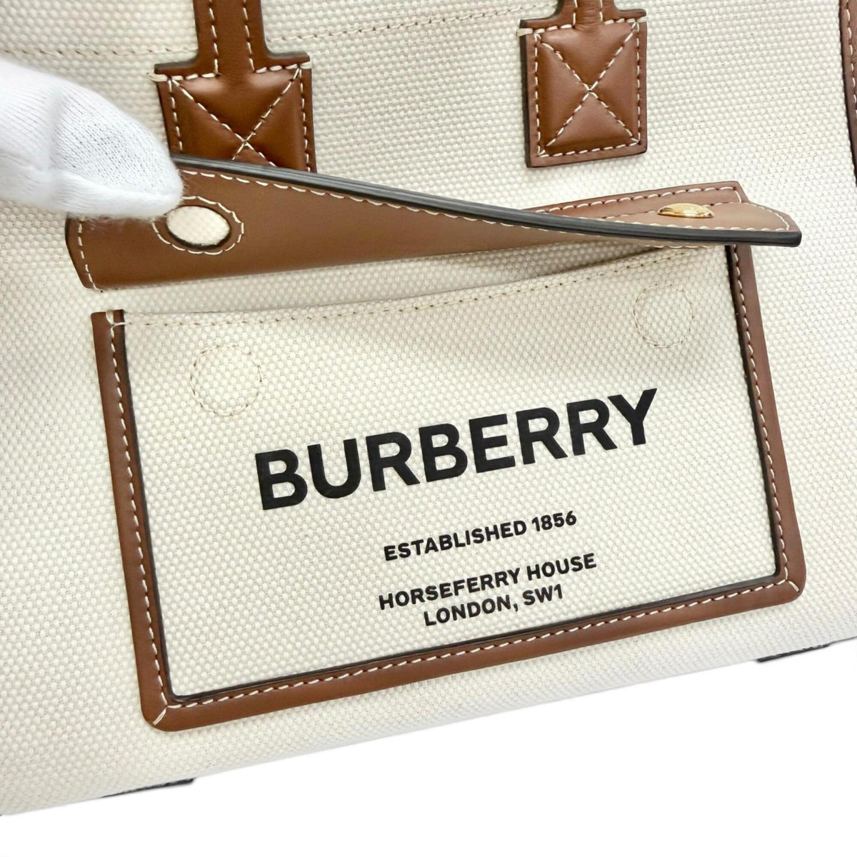 Burberry Beige Cotton Linen Shoulder Bag (Pre-Owned)