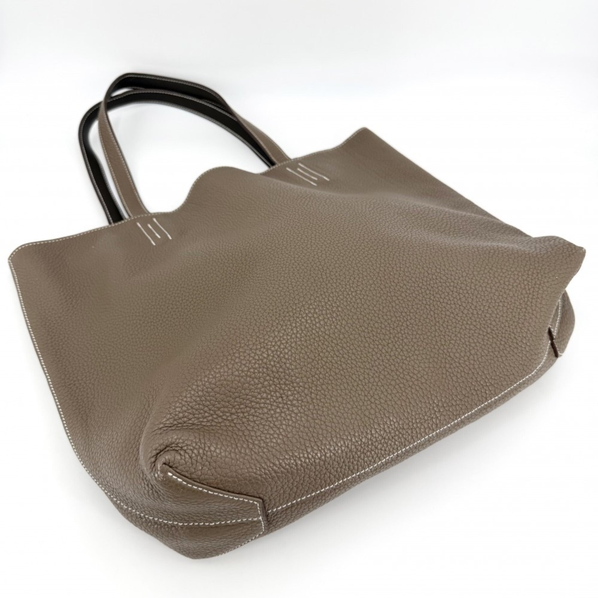 Hermes Brown Leather Handbag Tote Bag (Pre-Owned)