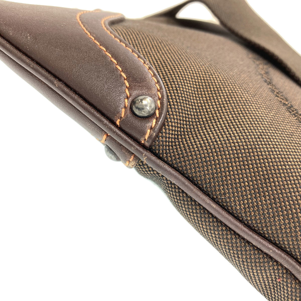 Prada Dark Brown Canvas Leather Shoulder Bag (Pre-Owned)