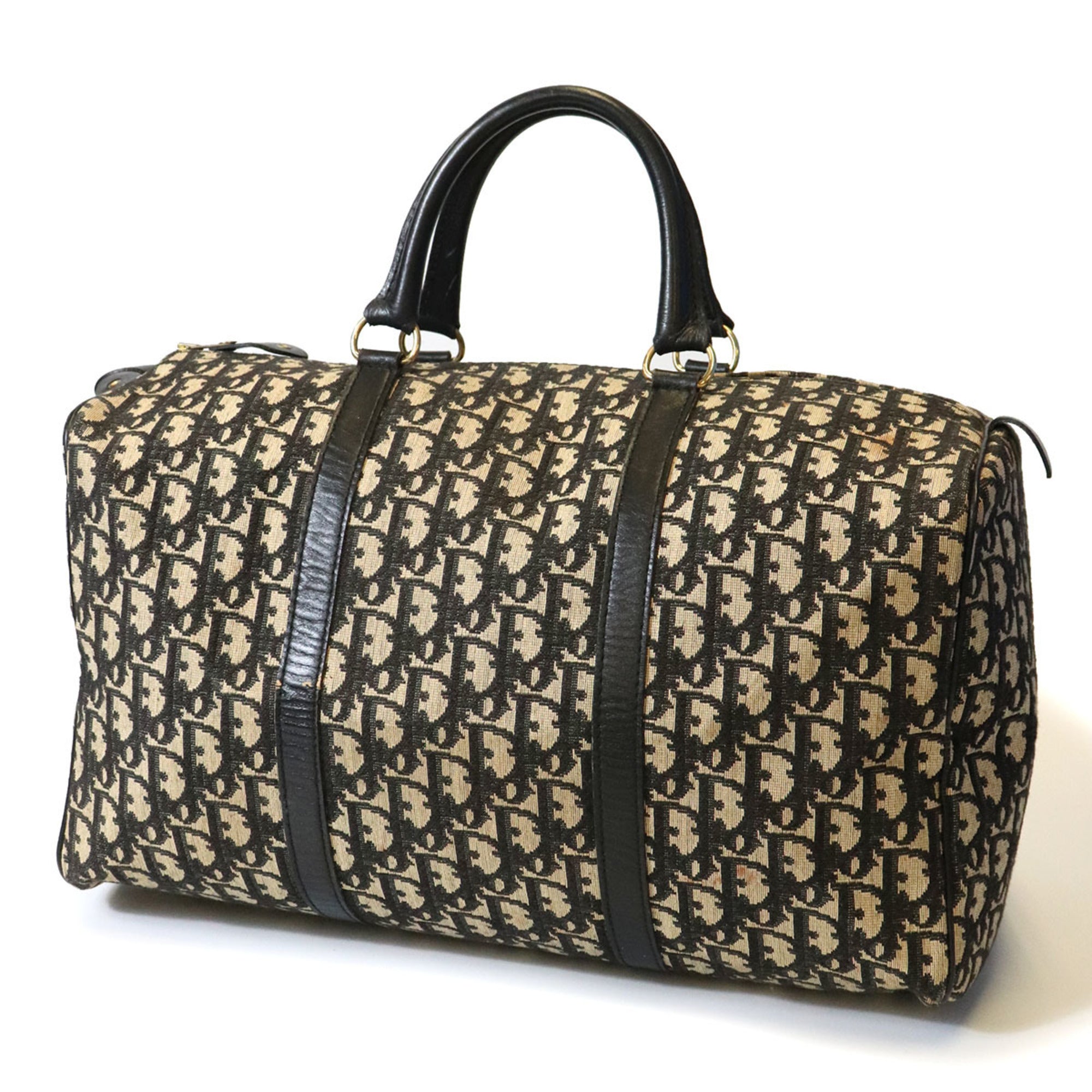 Christian Dior Navy Canvas Leather Boston Bag (Pre-Owned)