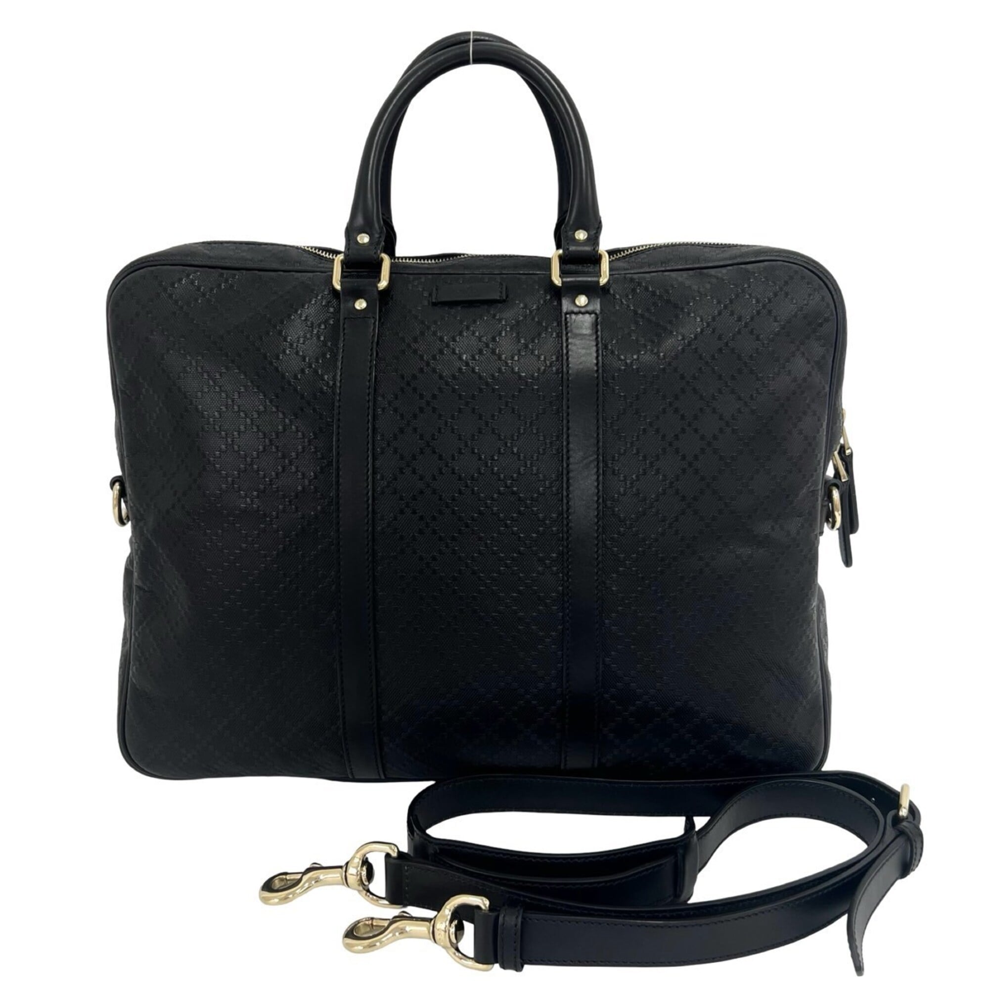 Gucci Black Leather Pvc Briefcase Shoulder Bag (Pre-Owned)