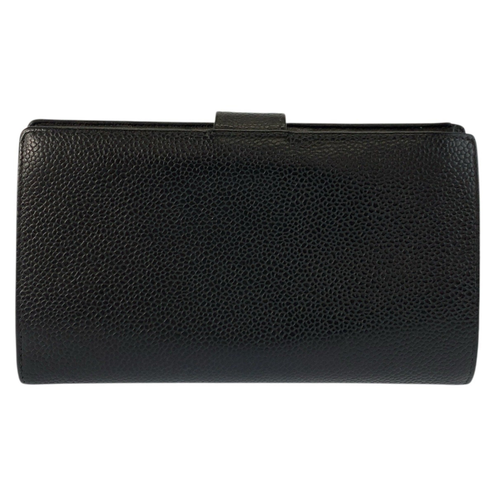 Chanel Black Leather Long Wallet (Bi-Fold) (Pre-Owned)