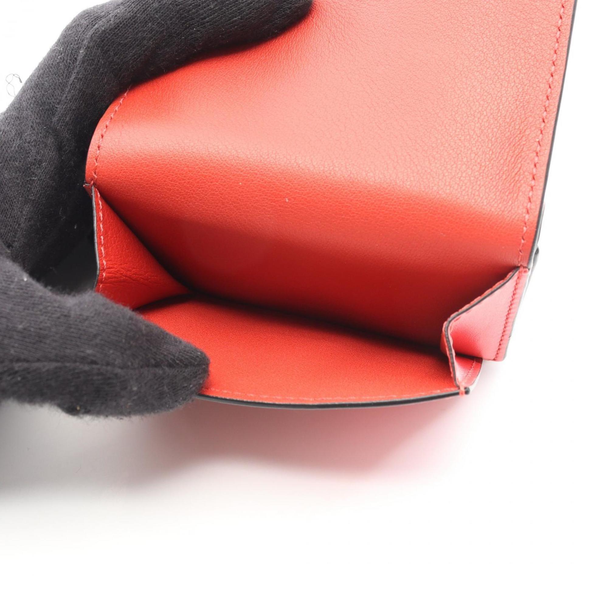 Loewe Pink Red Color Leather Long Wallet (Tri-Fold) (Pre-Owned)
