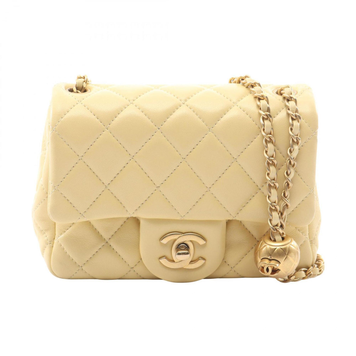 Chanel Yellow Leather Handbag Shoulder Bag (Pre-Owned)