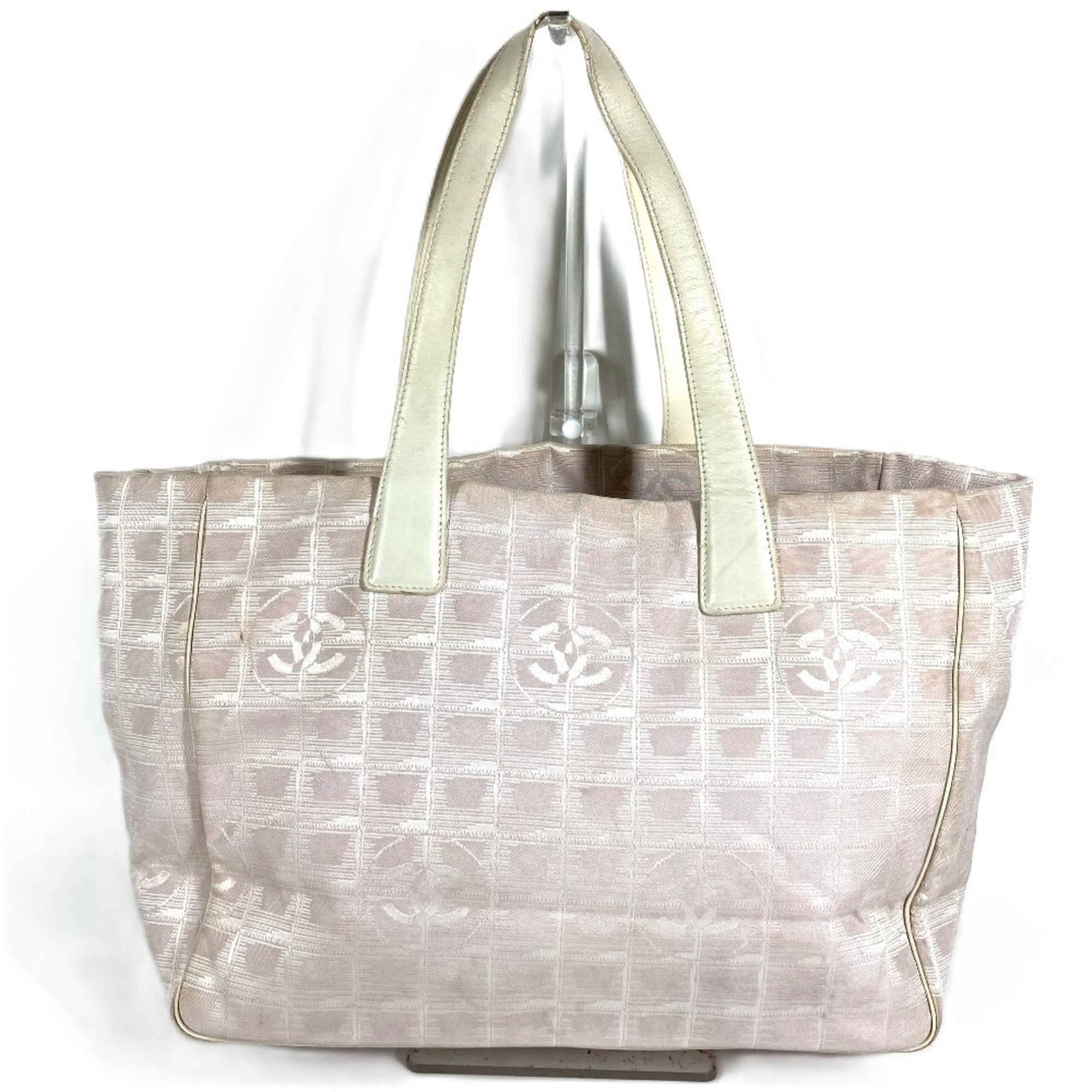 Chanel Beige Nylon Leather Tote Bag (Pre-Owned)