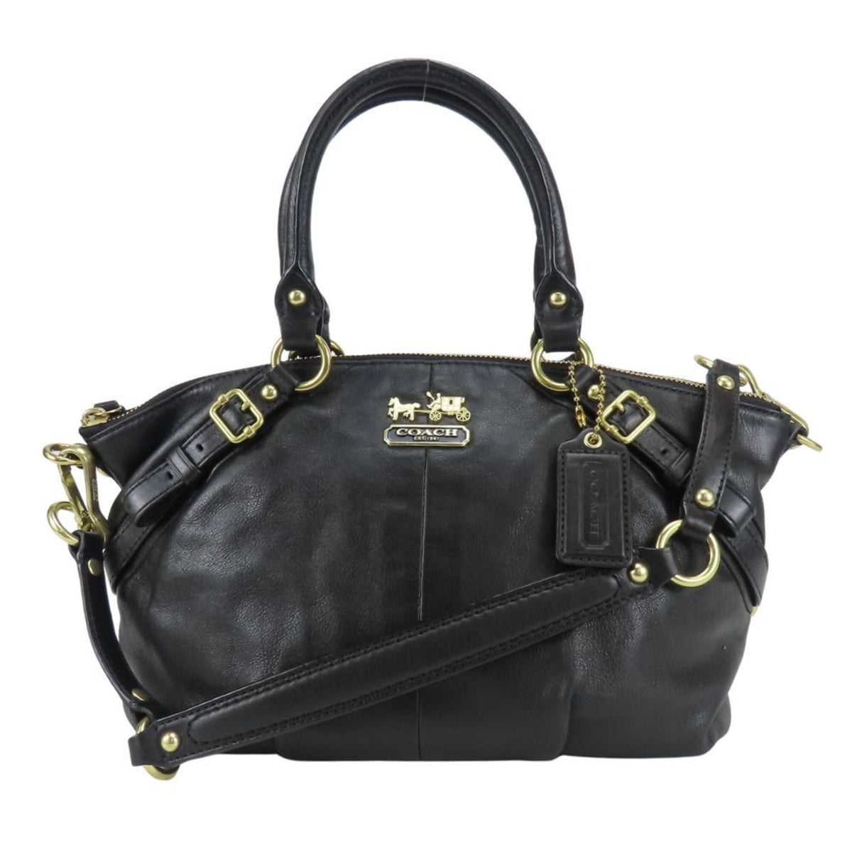 Coach Black Leather Handbag (Pre-Owned)