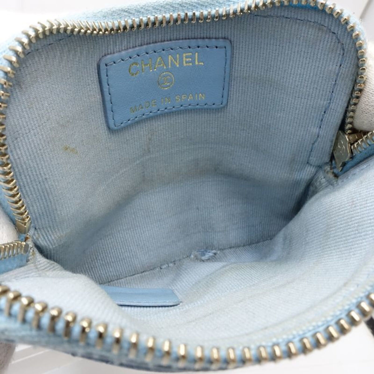 Chanel Light Blue Grained Calfskin Coin Purse/Coin Case (Pre-Owned)
