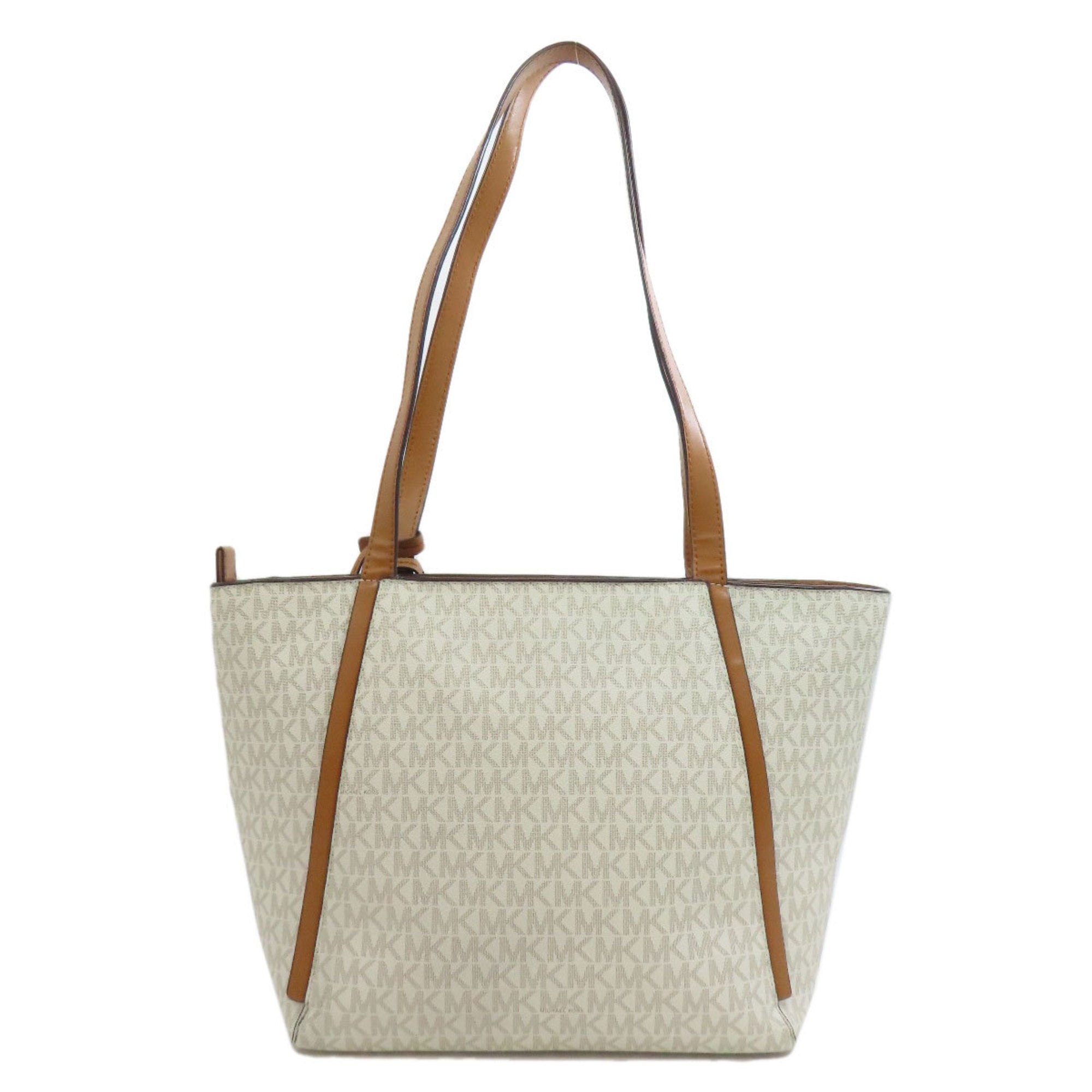 Michael Kors Brown White Pvc Tote Bag (Pre-Owned)
