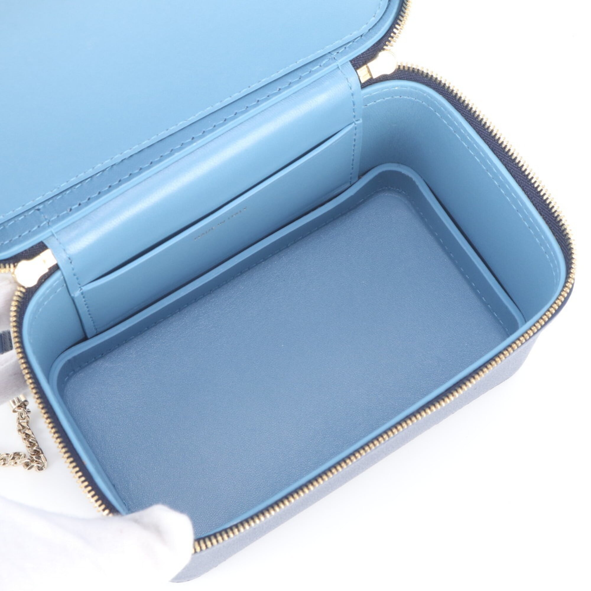 Bvlgari Navy Leather Handbag Shoulder Bag Vanity Bag (Pre-Owned)