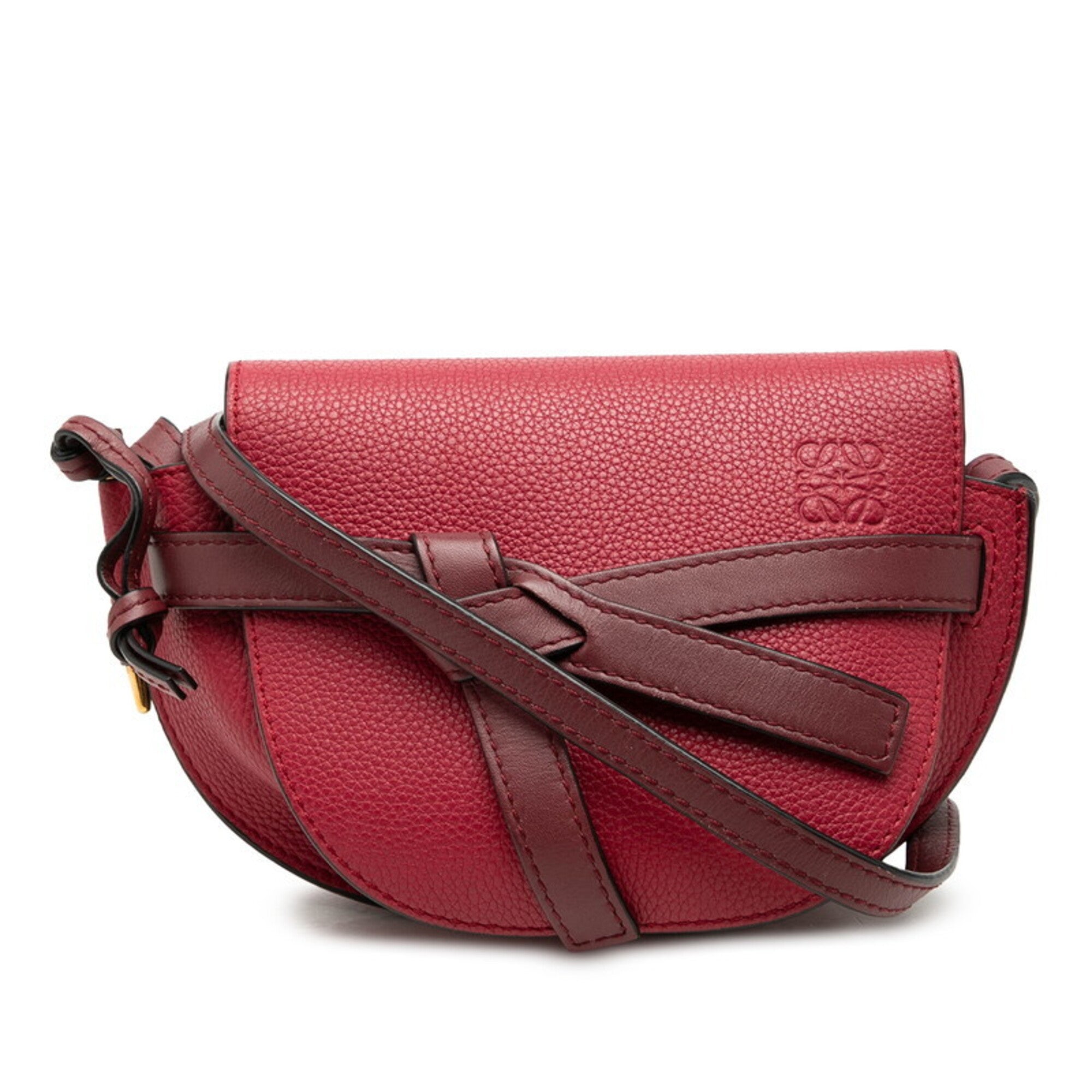Loewe Bordeaux Red Color Leather Shoulder Bag (Pre-Owned)