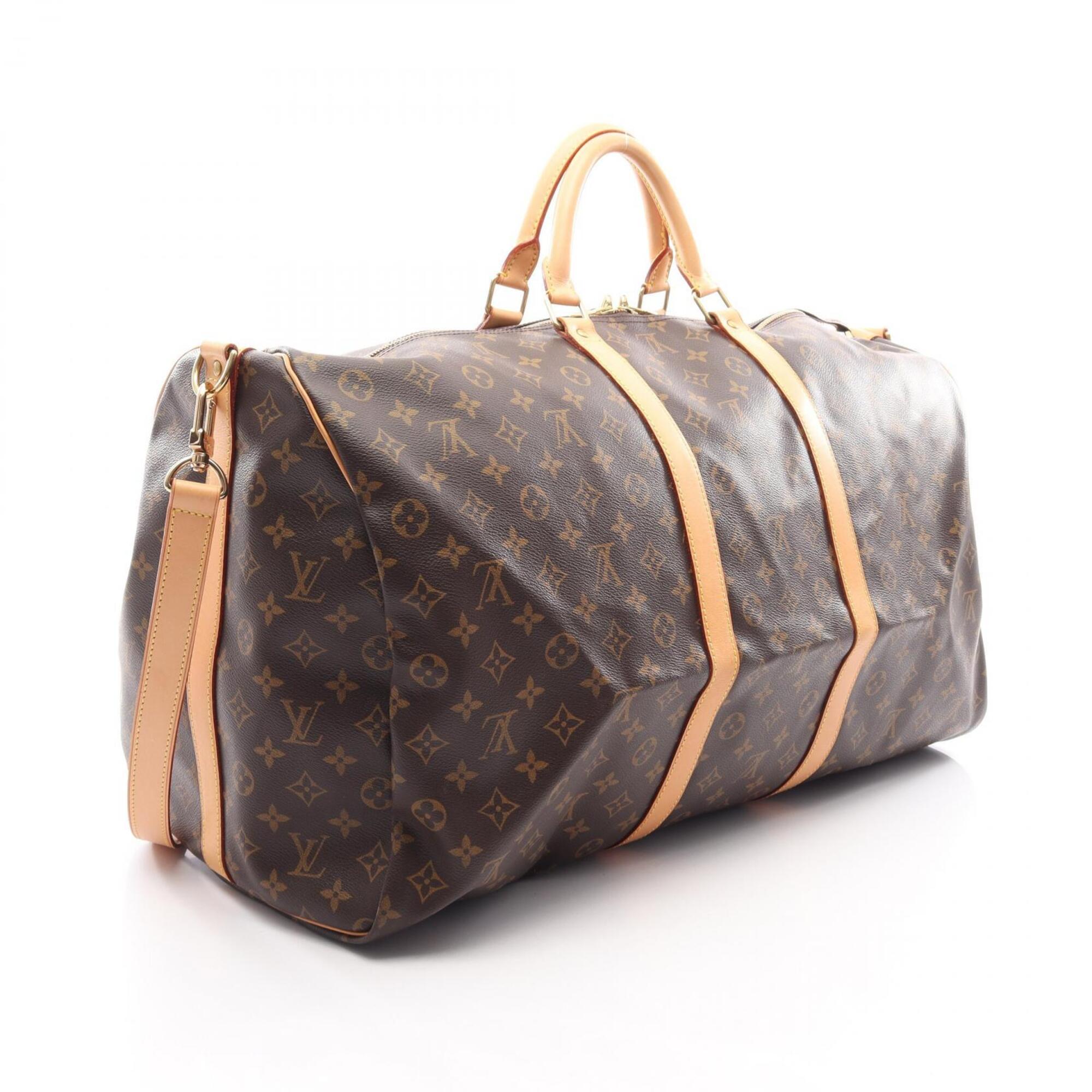 Louis Vuitton Brown Coated Canvas Pvc Monogram Leather Boston Bag Handbag (Pre-Owned)