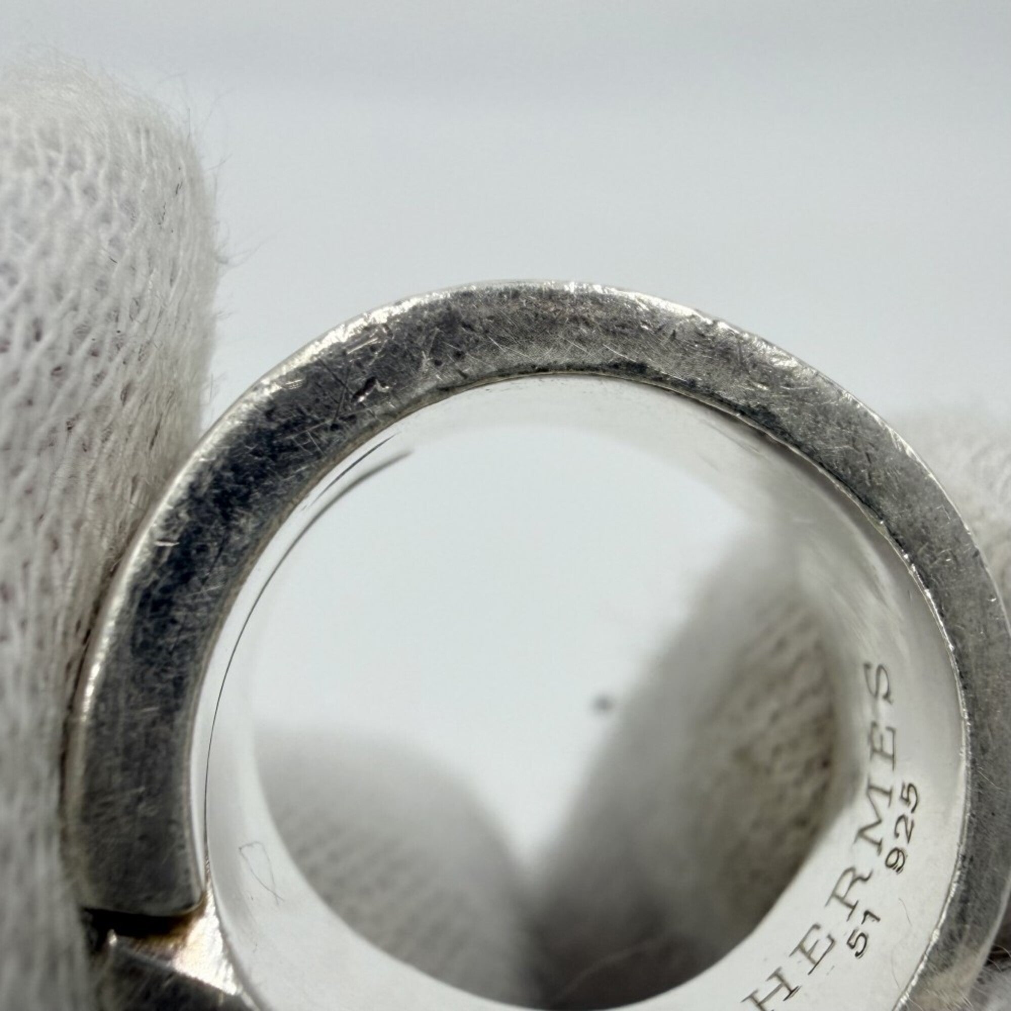 Hermes Silver 925 Band Ring (Pre-Owned)
