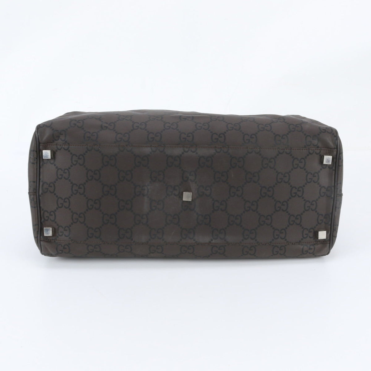 Gucci Brown Leather Nylon Boston Bag Tote Bag (Pre-Owned)