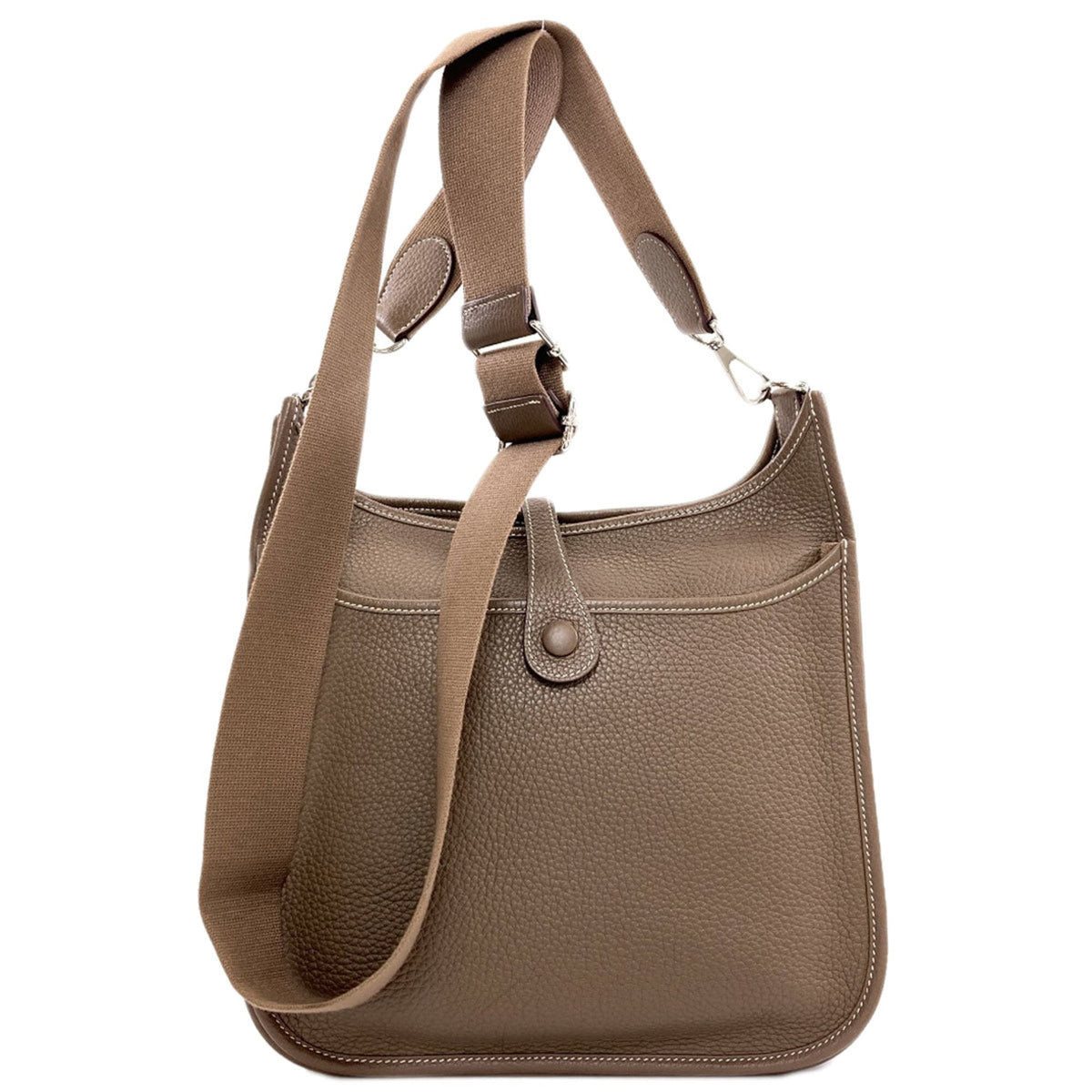 Hermes Etoupe Gray Taurillon Clemence Leather Shoulder Bag (Pre-Owned)