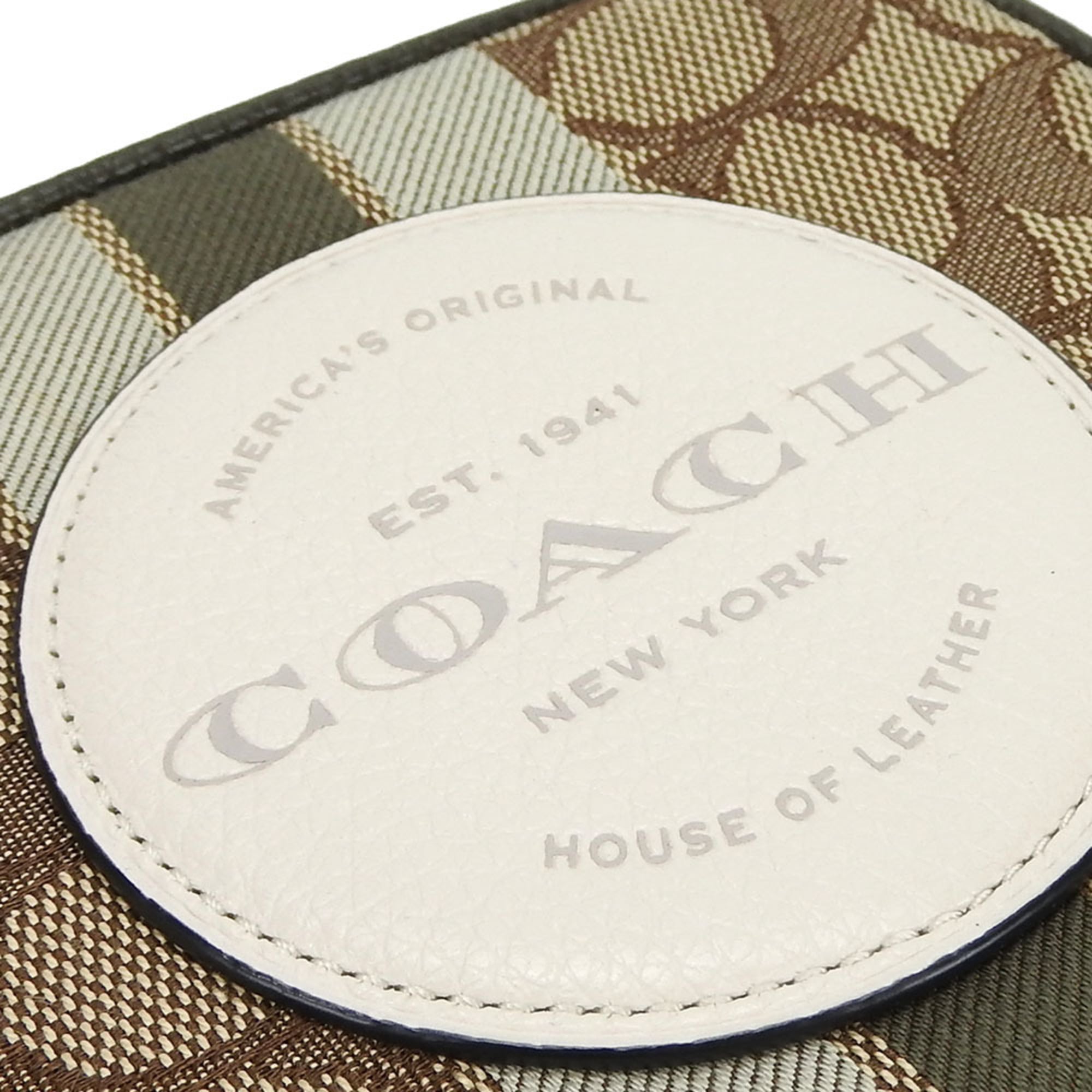 Coach Beige Blue Khaki Canvas Leather Pochette Shoulder Bag (Pre-Owned)