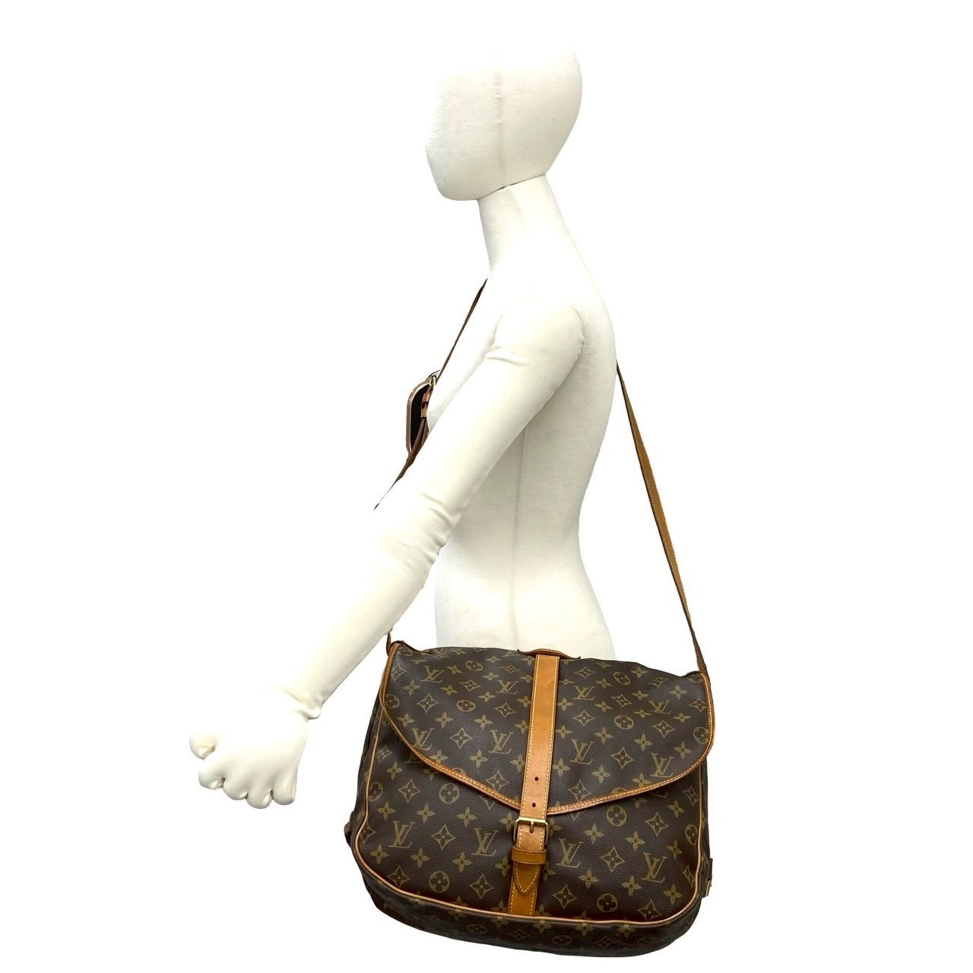 Louis Vuitton Brown Leather Pvc Shoulder Bag Sling Bag (Pre-Owned)