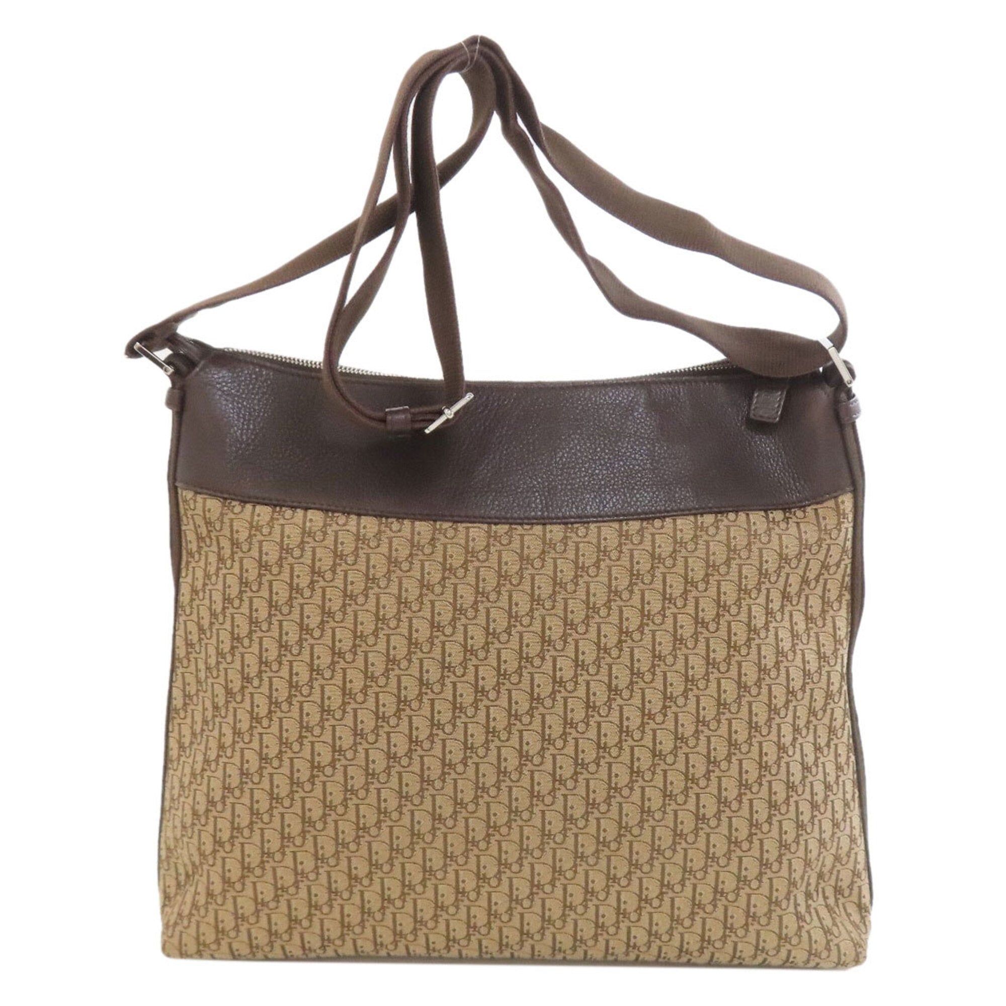 Christian Dior Brown Canvas Leather Shoulder Bag (Pre-Owned)
