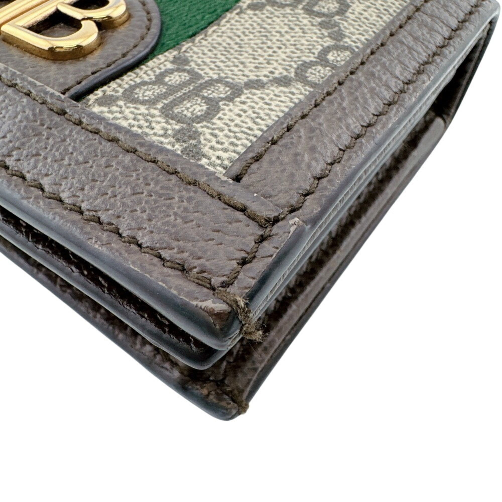 Gucci Brown Green Red Color Pvc Canvas Leather Wallet (Bi-Fold) (Pre-Owned)