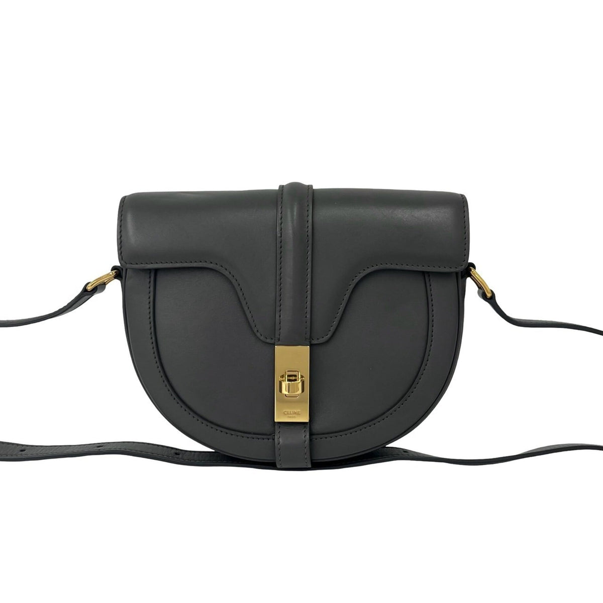 Celine Gray Leather Crossbody Bag Pochette Shoulder Bag (Pre-Owned)