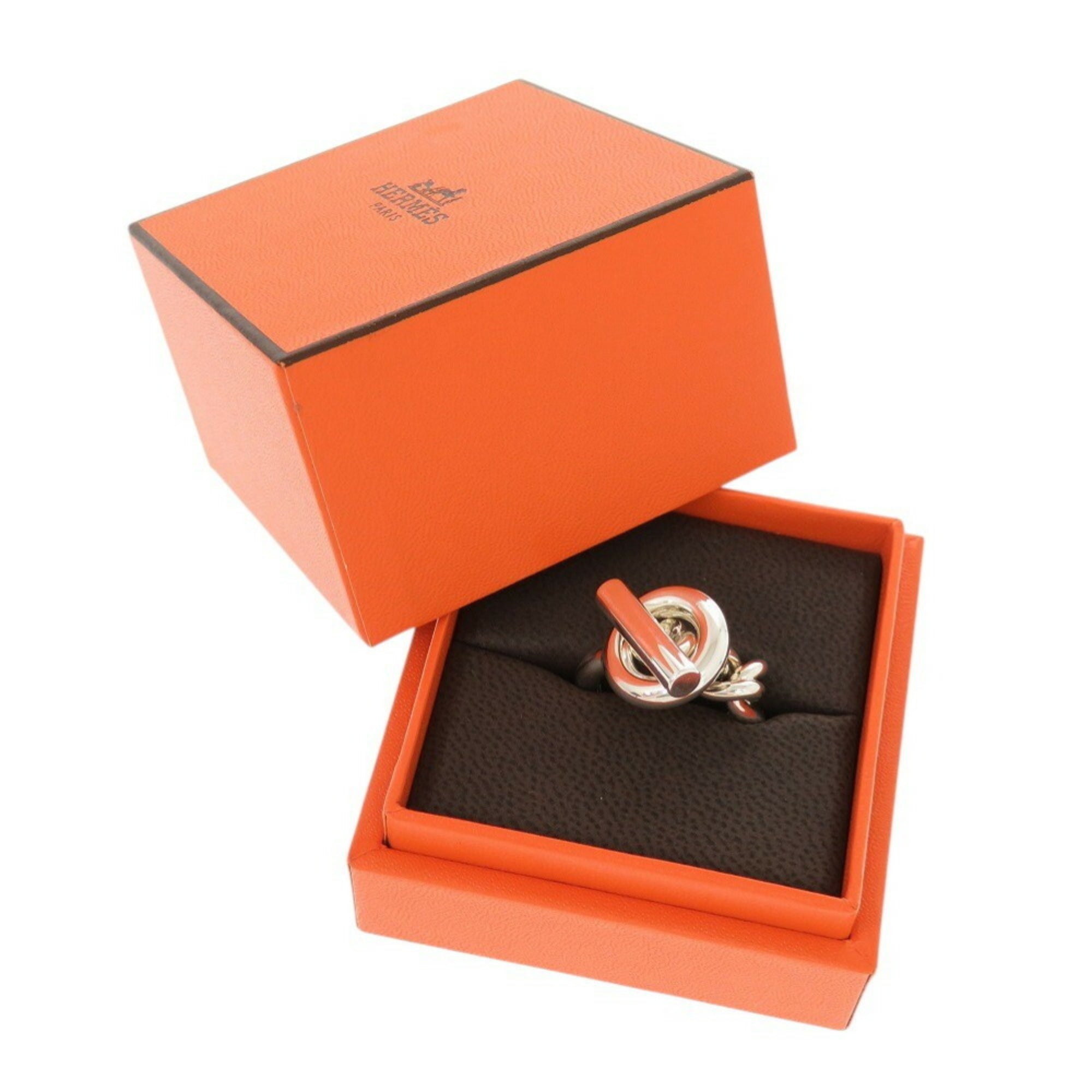 Hermes Silver Silver 925 Band Ring (Pre-Owned)