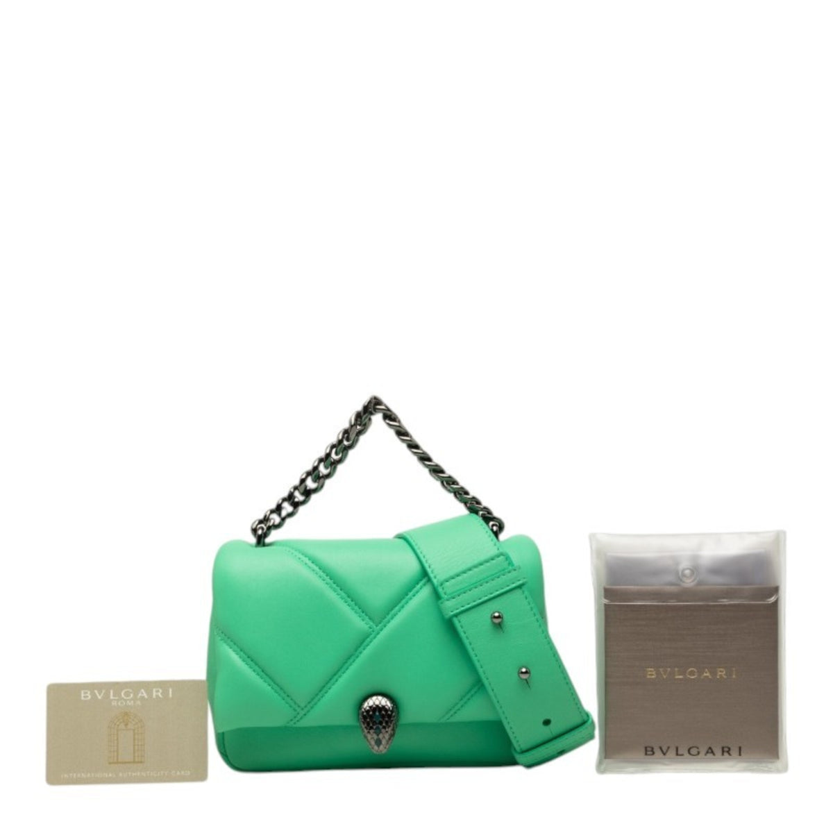 Bvlgari Green Leather Handbag Shoulder Bag (Pre-Owned)