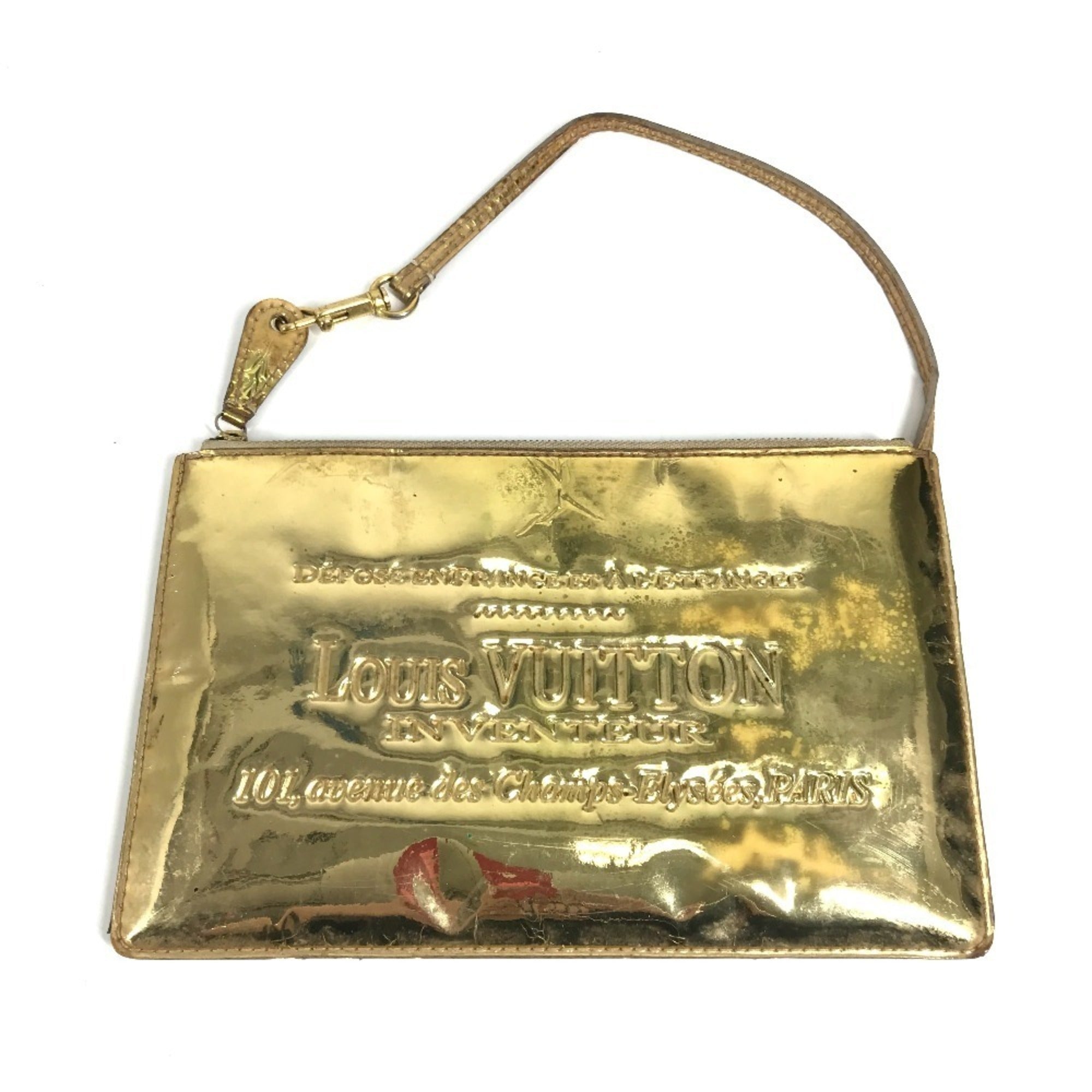 Louis Vuitton Gold Monogram Miroir Clutch Bag Handbag Pochette Pouch Shoulder Bag (Pre-Owned)