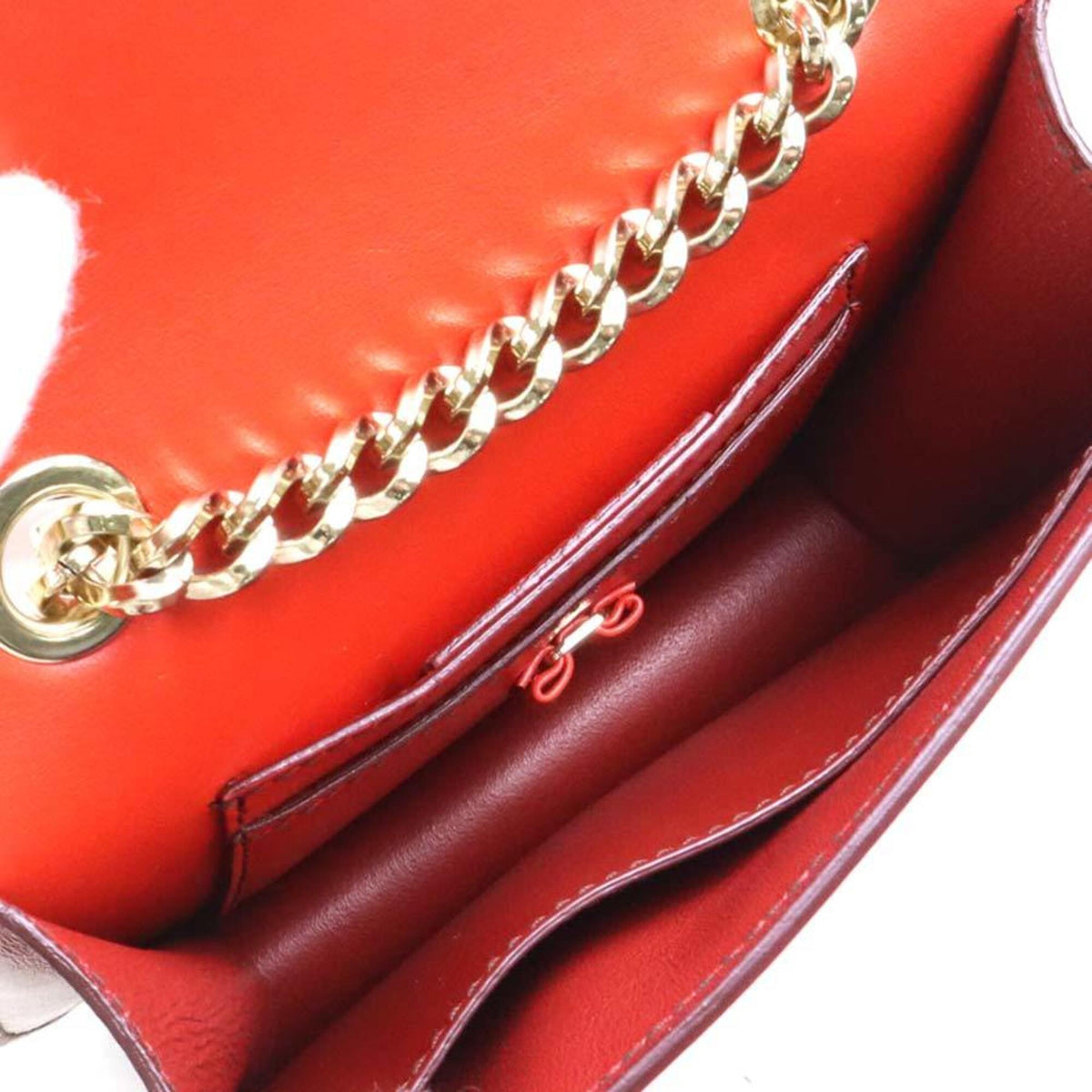 Salvatore Ferragamo Pink Red Color Leather Shoulder Bag (Pre-Owned)