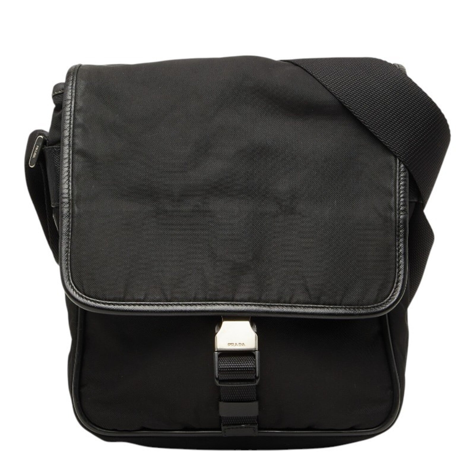Prada Black Nylon Leather Shoulder Bag (Pre-Owned)