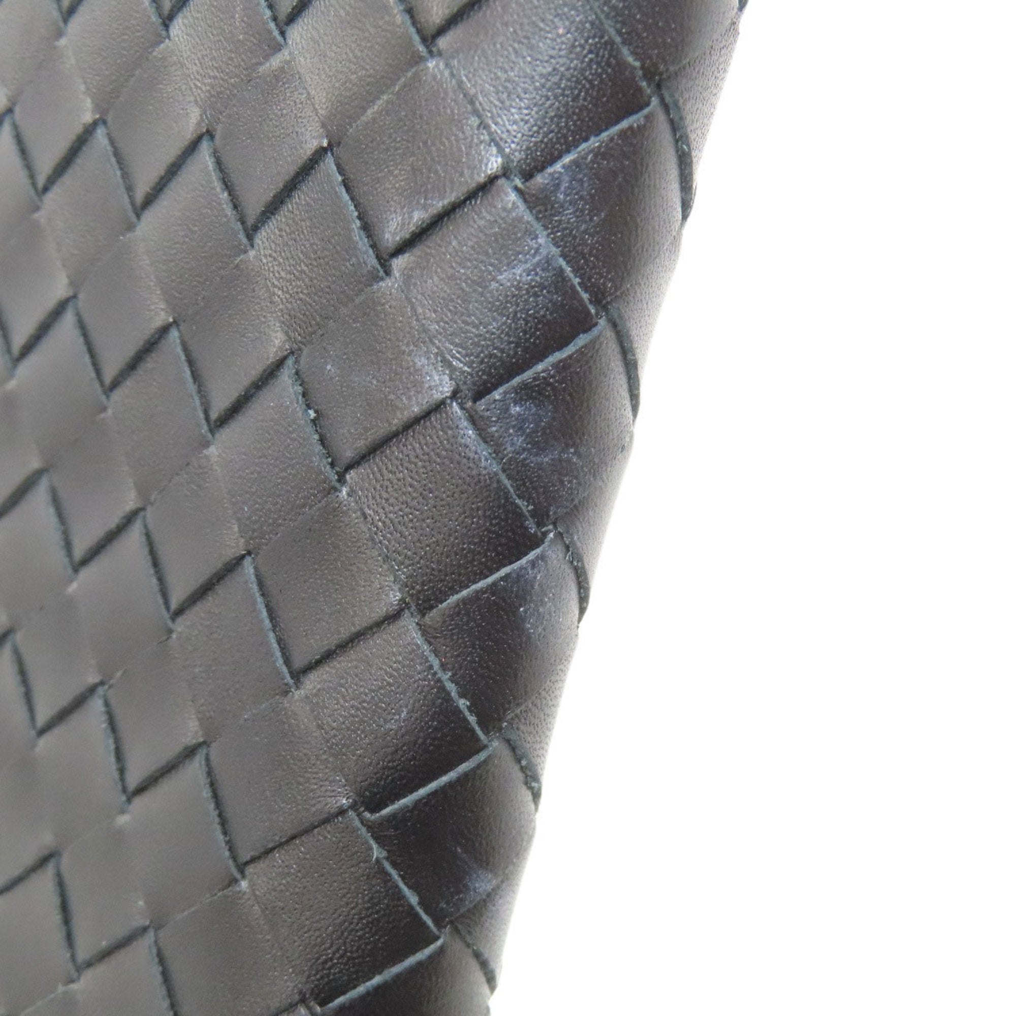 Bottega Veneta Intrecciato Black Leather Coin Purse/Coin Case (Pre-Owned)