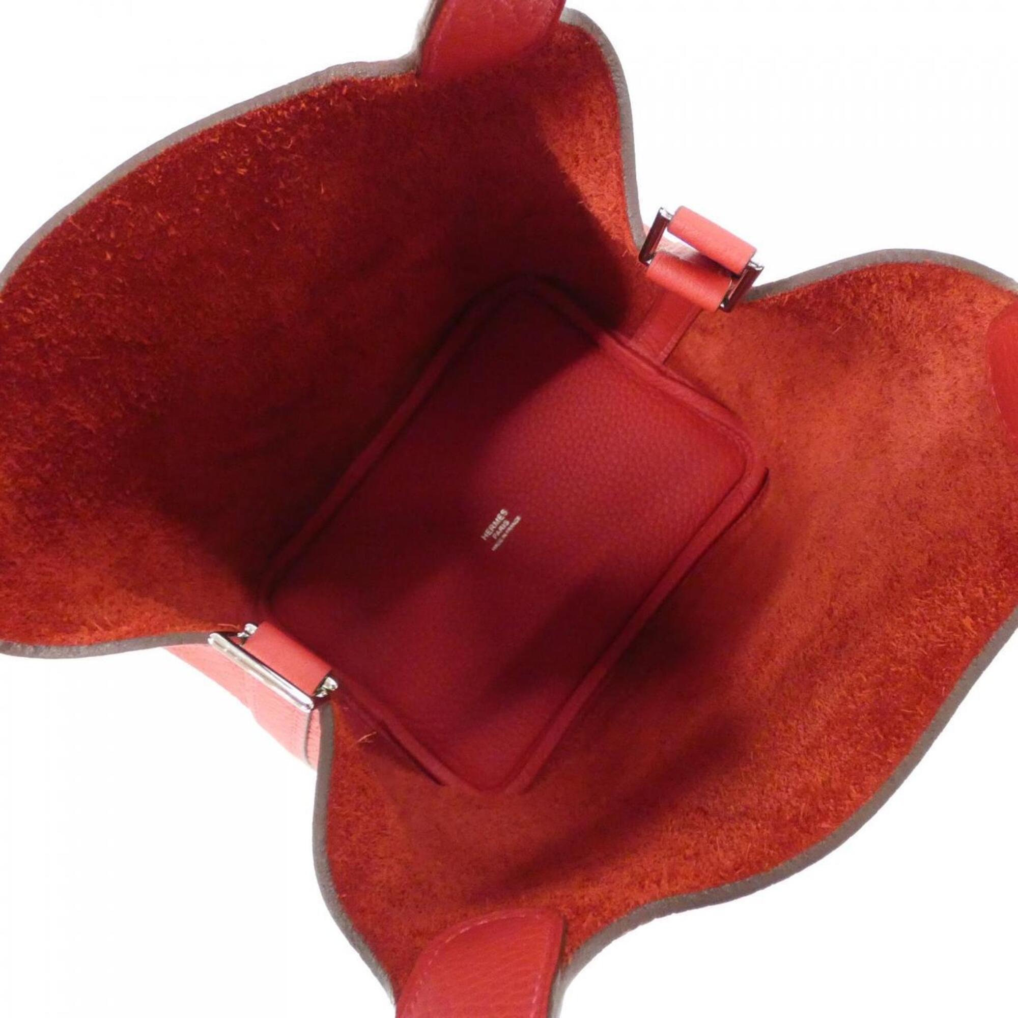 Hermes Red Color Taurillon Clemence Leather Handbag (Pre-Owned)