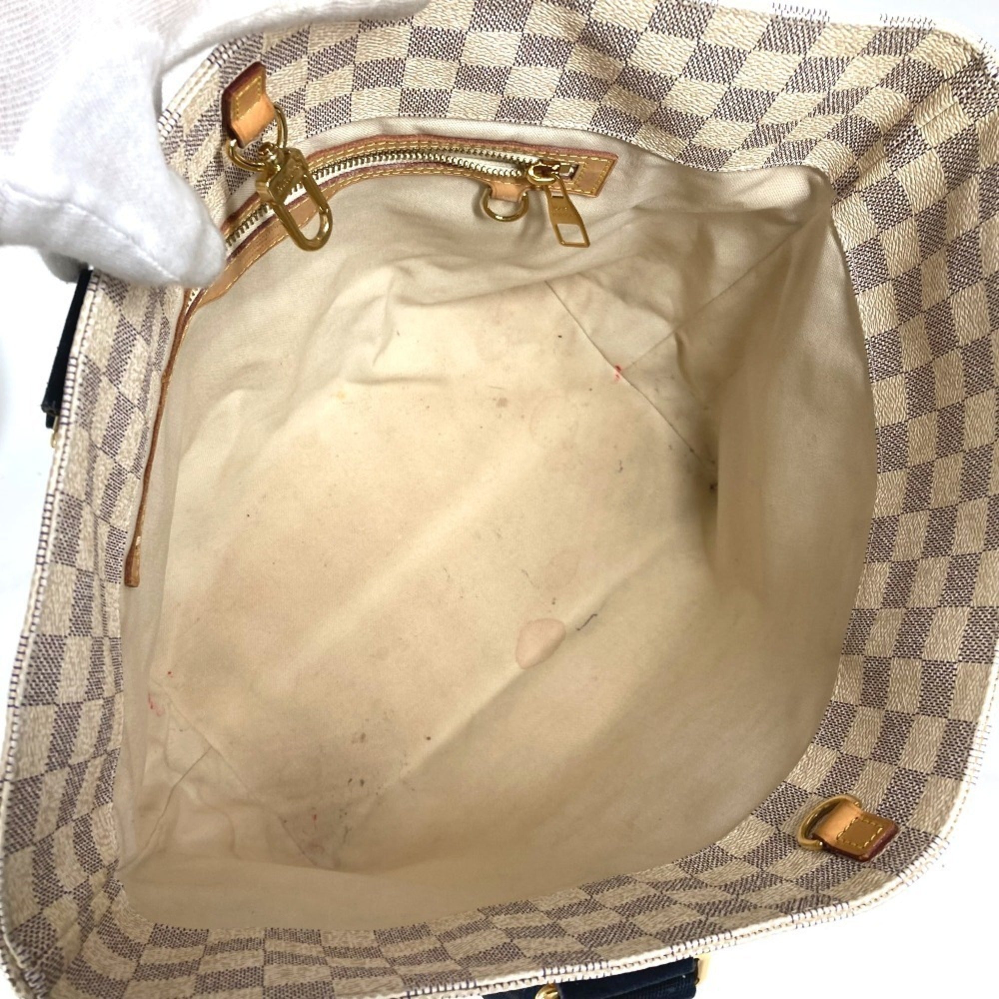 Louis Vuitton White Damier Azur Shoulder Bag Tote Bag (Pre-Owned)