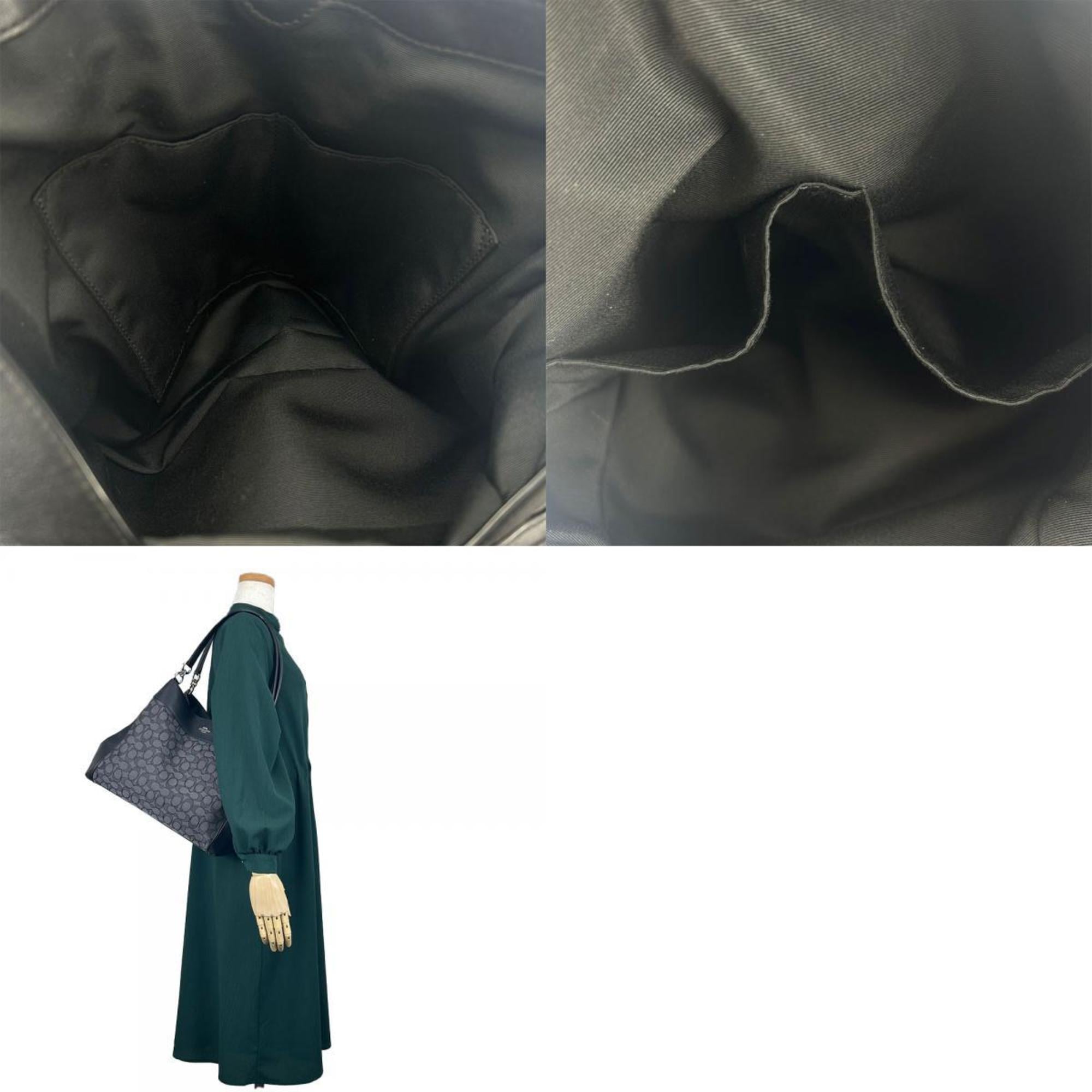Coach Black Canvas Leather Tote Bag (Pre-Owned)