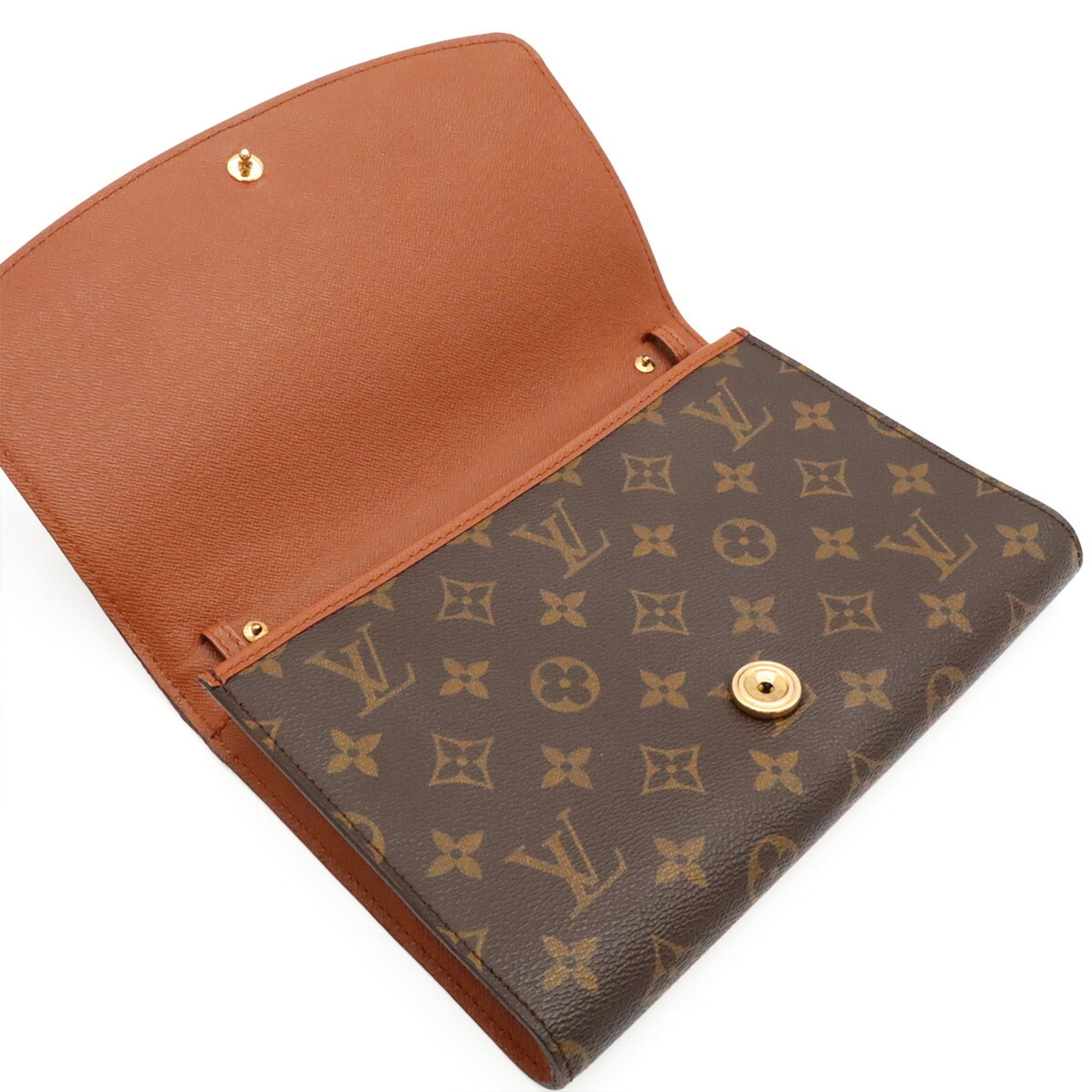 Louis Vuitton Brown Monogram Canvas Pvc Coated Canvas Clutch Bag Shoulder Bag (Pre-Owned)