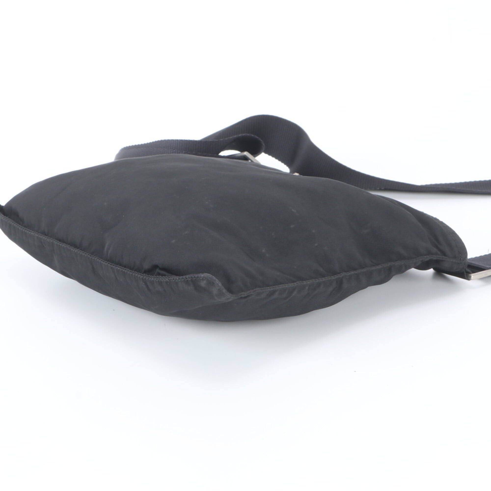 Prada Black Nylon Leather Messenger Bag Shoulder Bag (Pre-Owned)