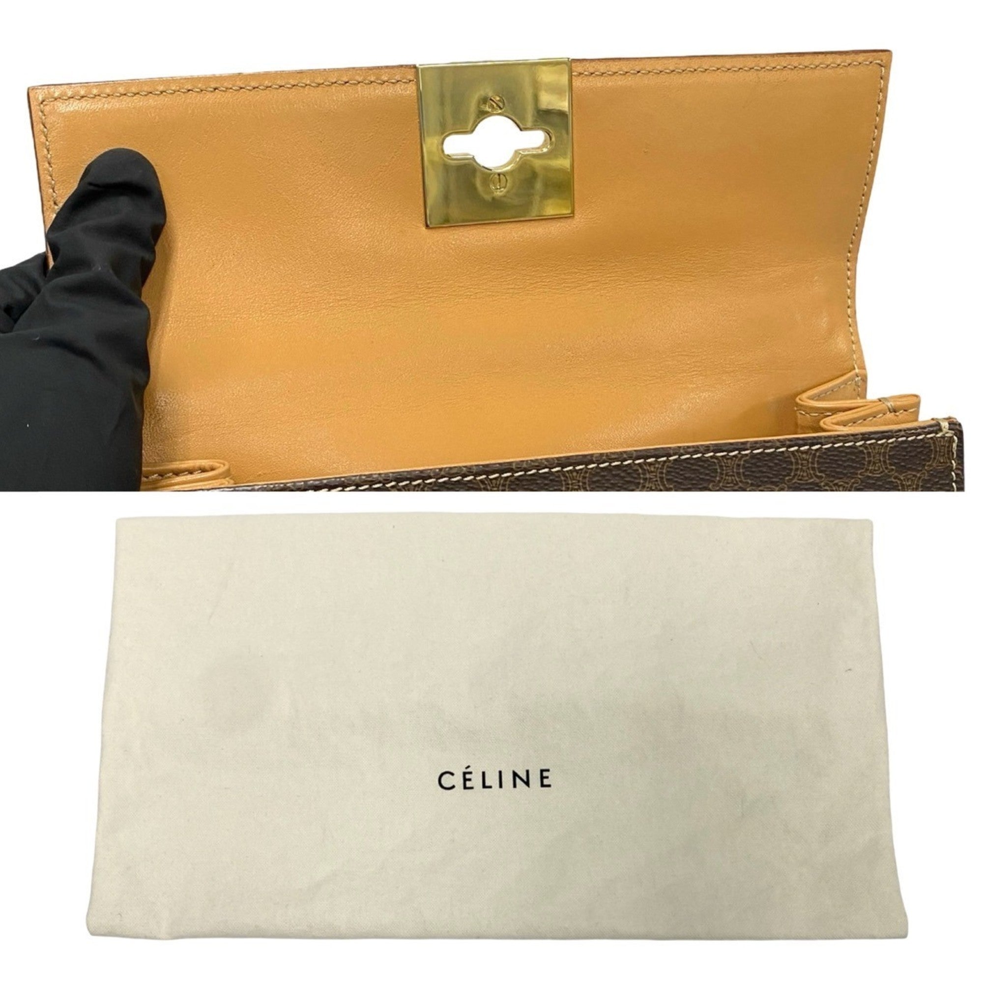 Celine Brown Leather Pvc Handbag Shoulder Bag (Pre-Owned)