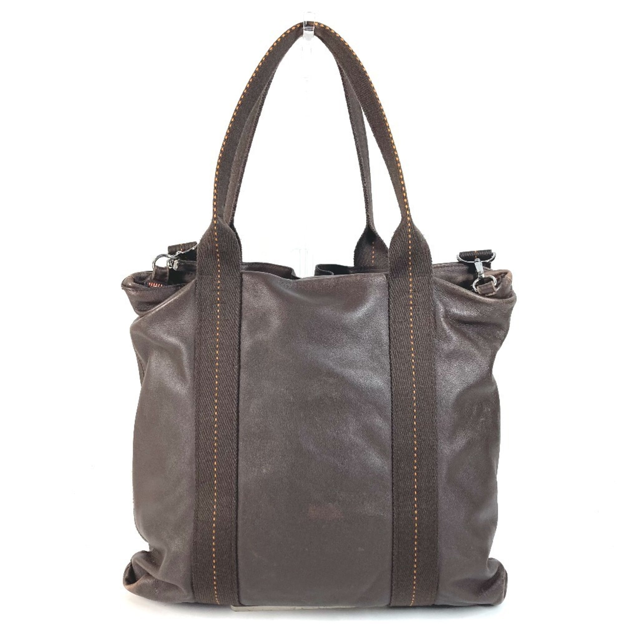 Hermes Brown Orange Leather Handbag Shoulder Bag Tote Bag (Pre-Owned)
