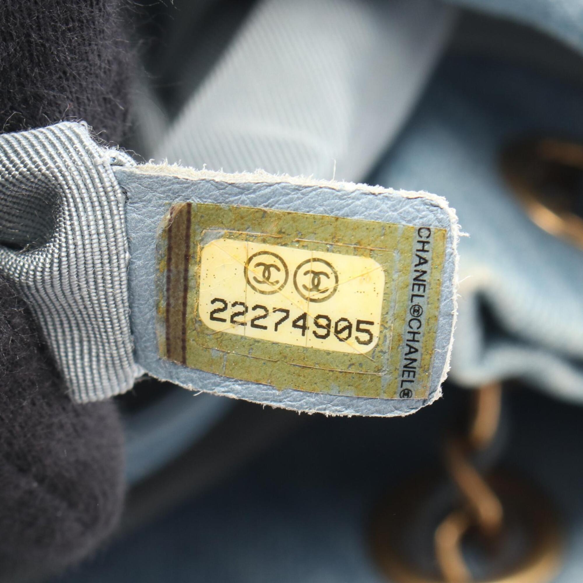 Chanel Blue Denim Leather Handbag Shoulder Bag (Pre-Owned)