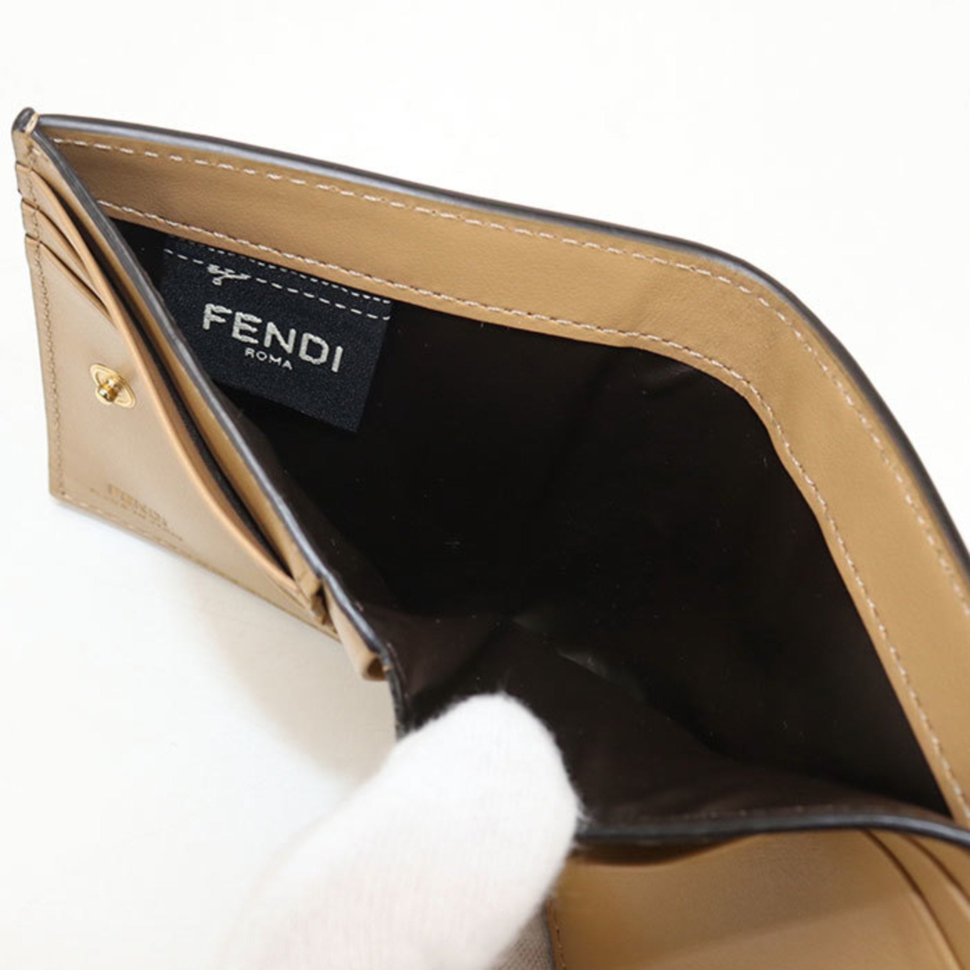 Fendi Zucca Beige Leather Wallet (Bi-Fold) (Pre-Owned)