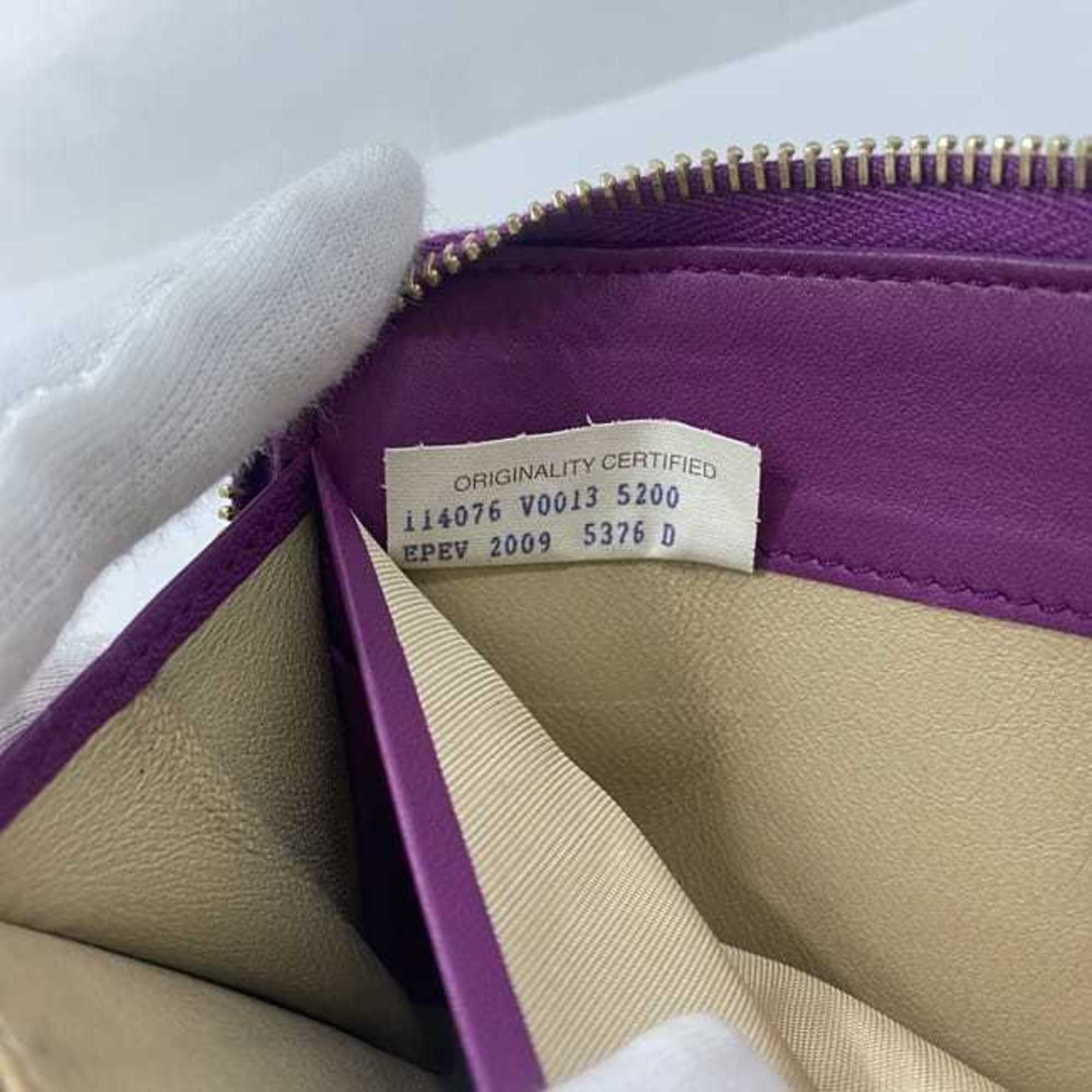 Bottega Veneta Purple Leather Long Wallet (Bi-Fold) (Pre-Owned)