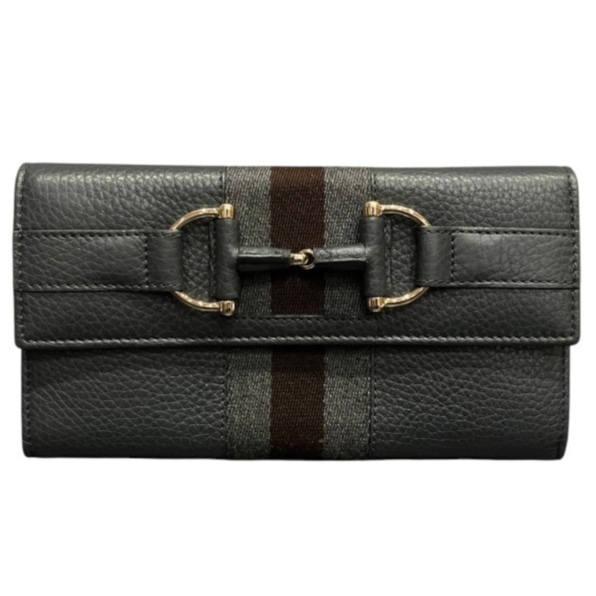 Gucci Gray Leather Long Wallet (Bi-Fold) (Pre-Owned)