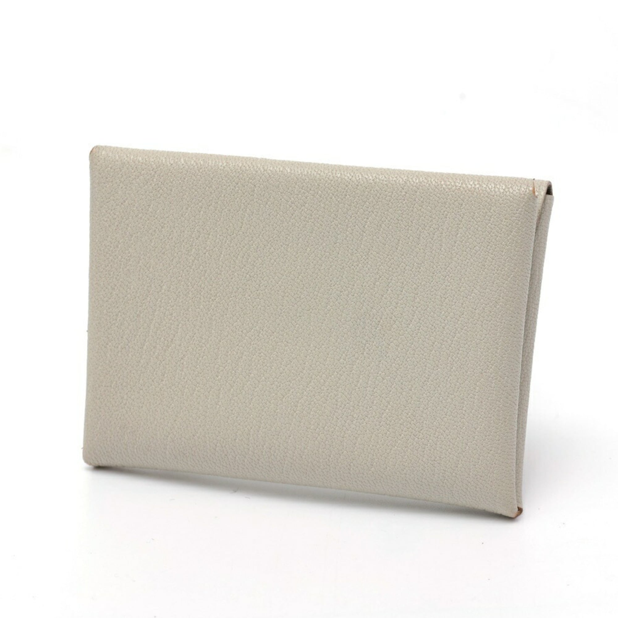Hermes Gray Chevre Leather Coin Purse/Coin Case (Pre-Owned)