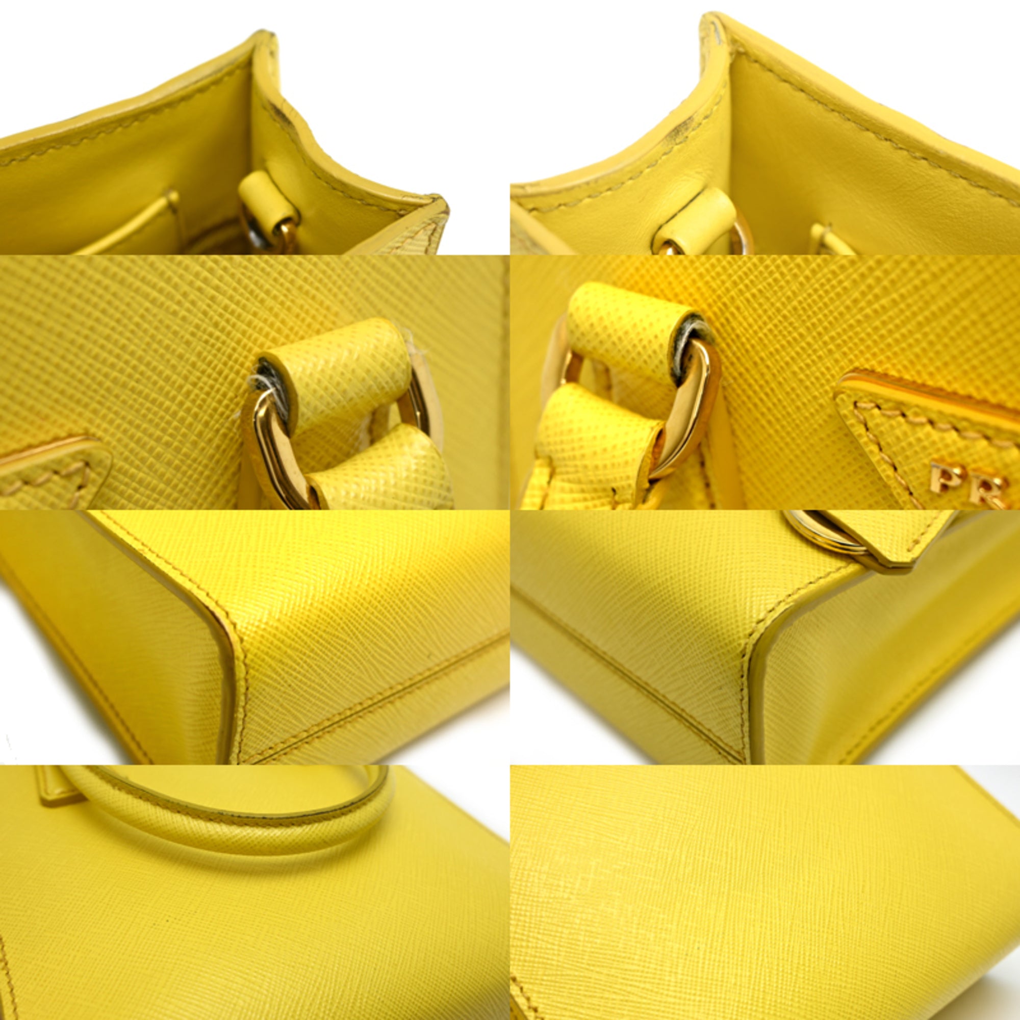 Prada Yellow Leather Handbag Shoulder Bag (Pre-Owned)