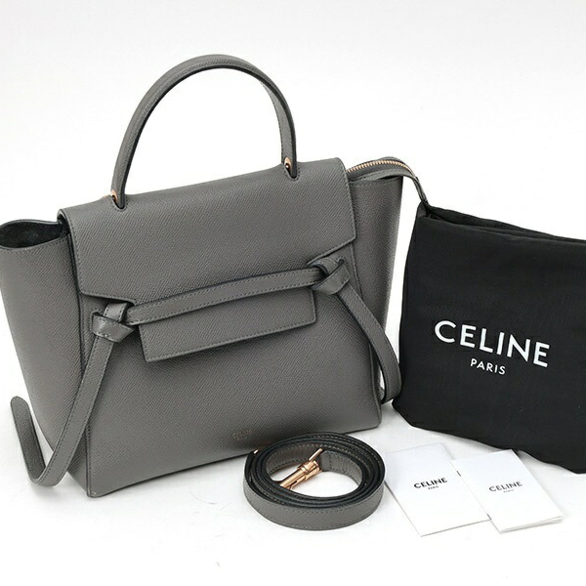 Celine Gray Leather Shoulder Bag (Pre-Owned)