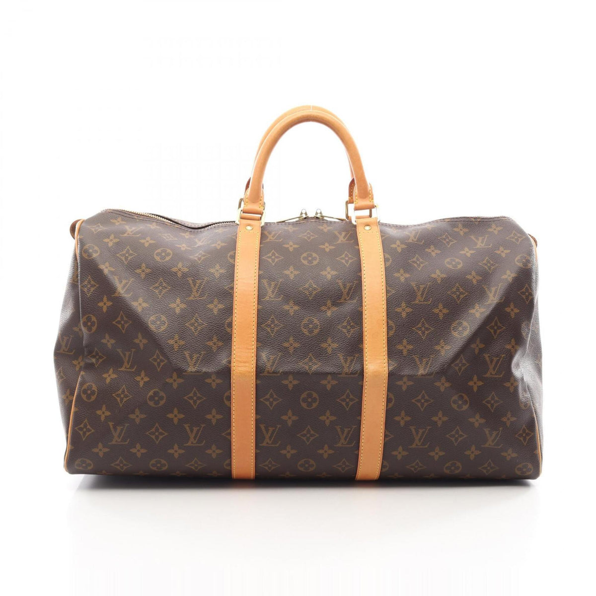 Louis Vuitton Brown Monogram Coated Canvas Leather Boston Bag Handbag (Pre-Owned)